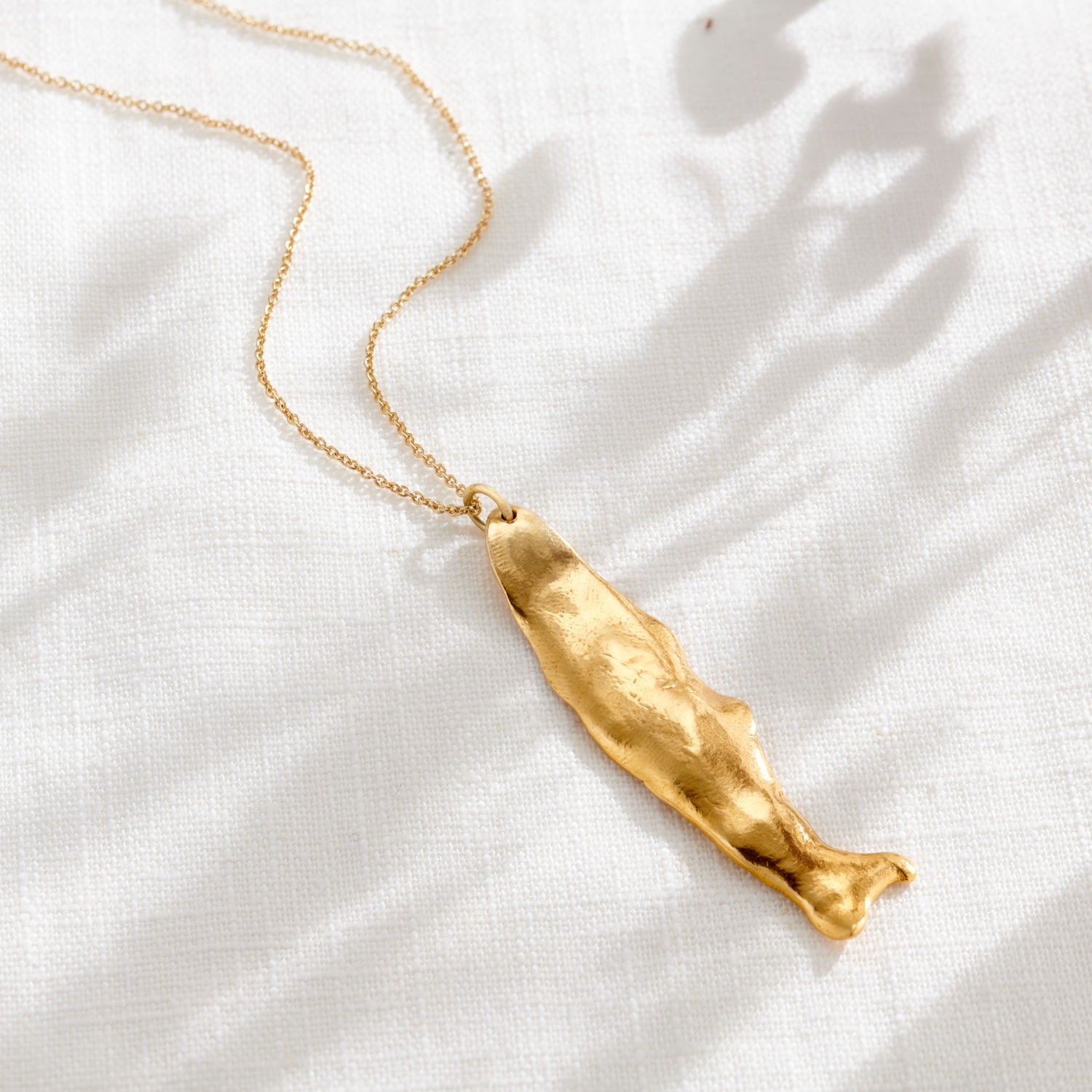 Fortune Fish Large Gold Pendant Necklace
