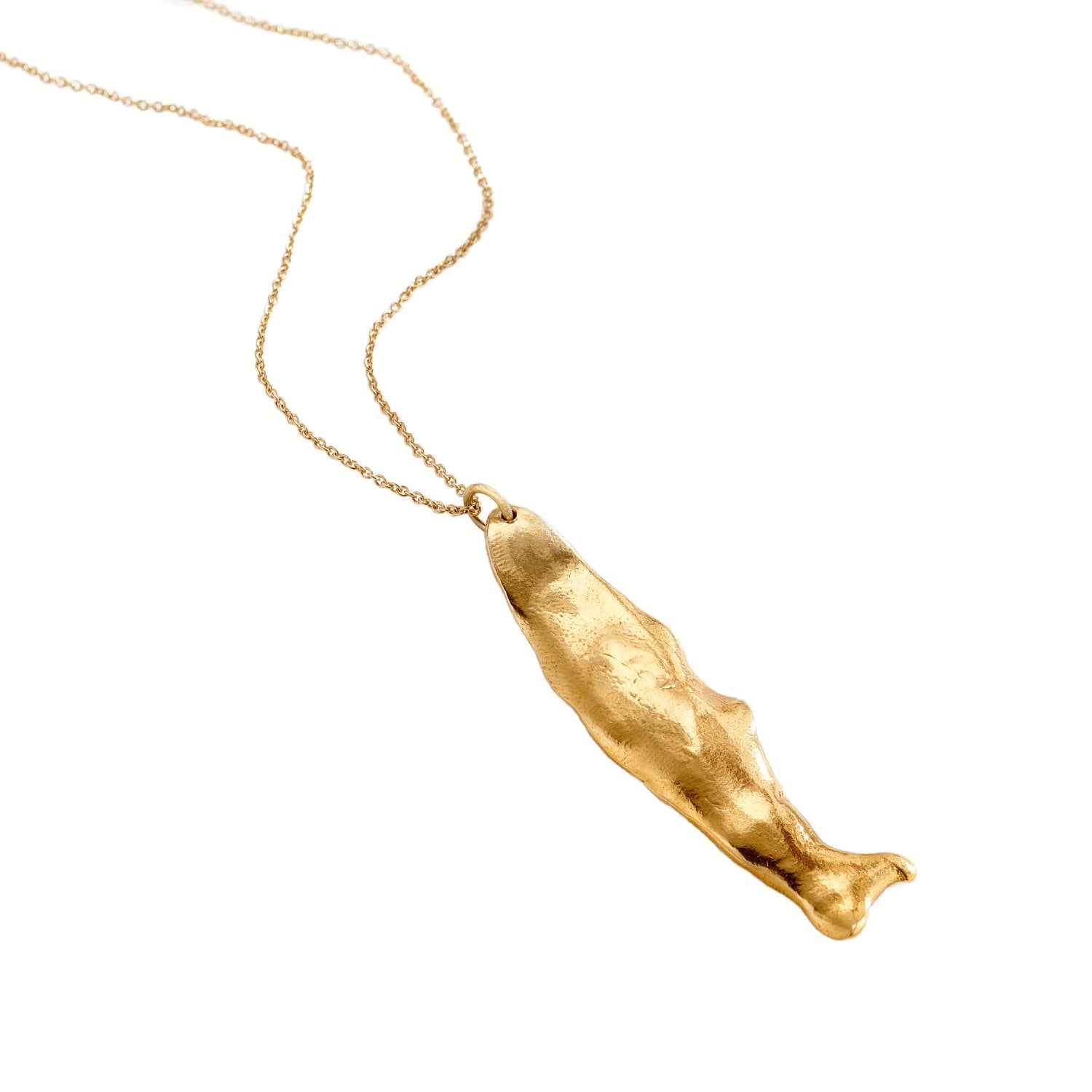 Fortune Fish Large Gold Pendant Necklace