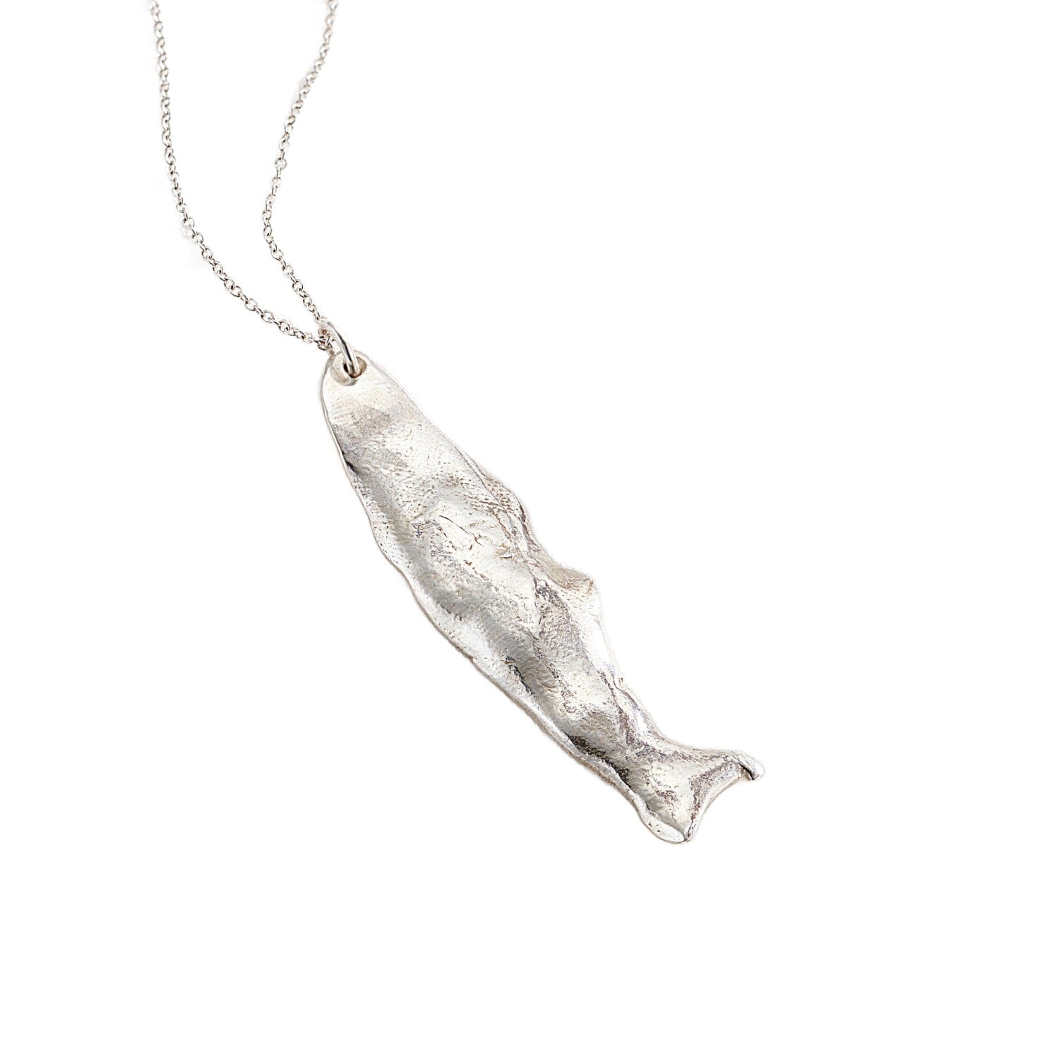Fortune Fish Silver Large Pendant Necklace
