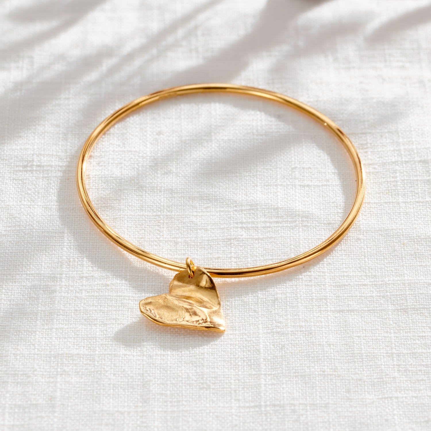 Fortune Gold Heart Charm Bangle