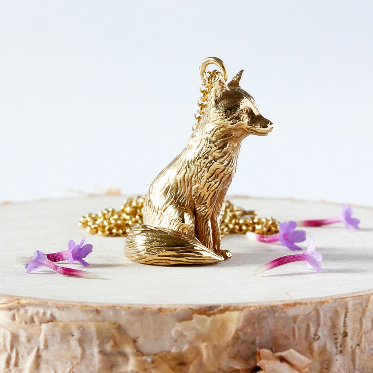 Fox Necklace – Large, Sitting - Gold
