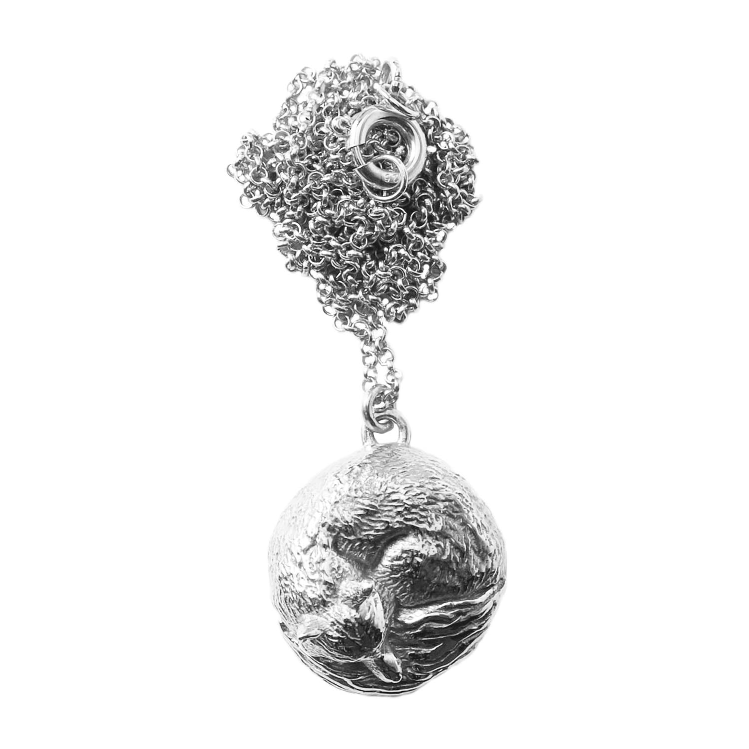 Fox Necklace – Large, Sleeping - Silver