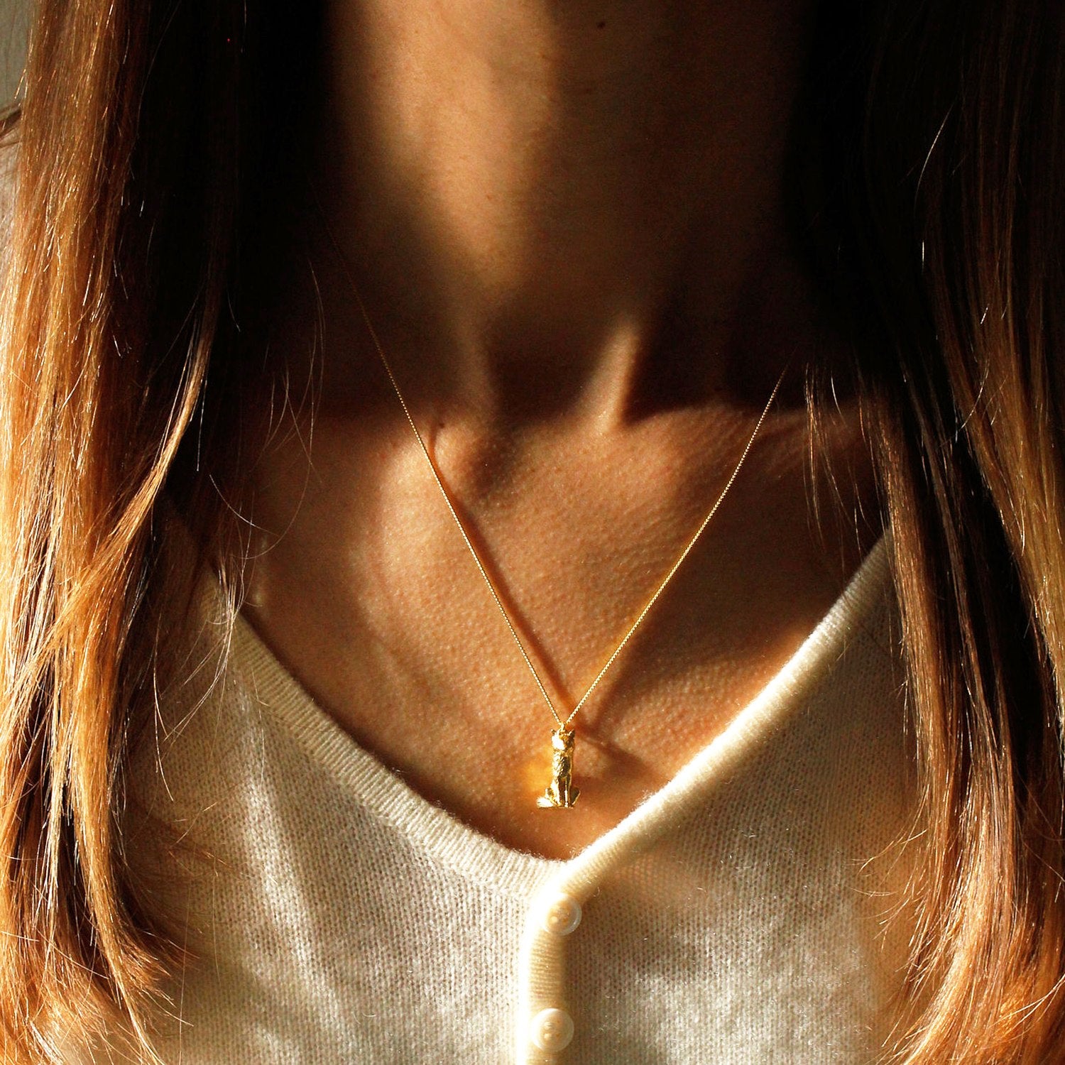 Fox Necklace – Small, Sitting - Gold