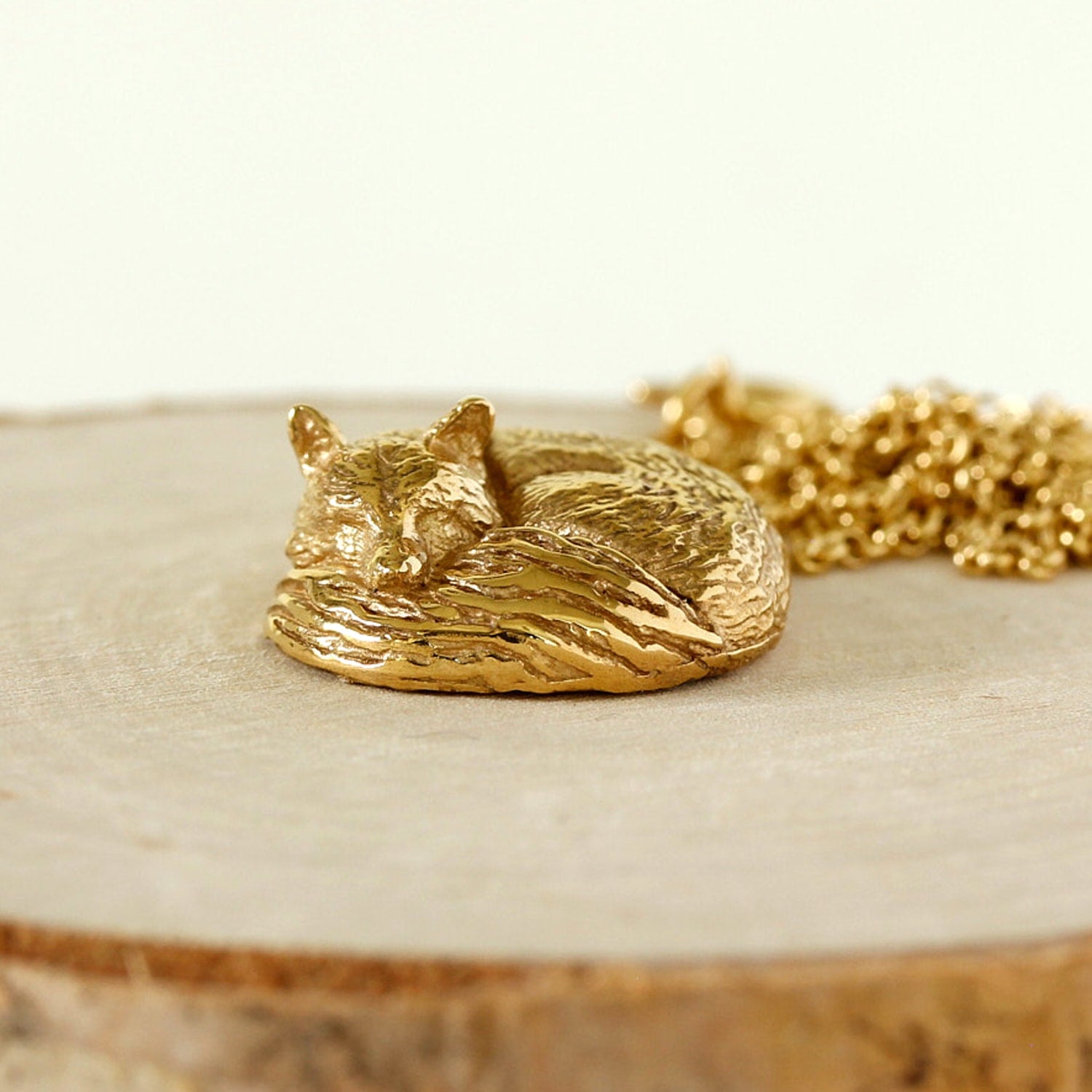 Fox Necklace – Large, Sleeping - Gold