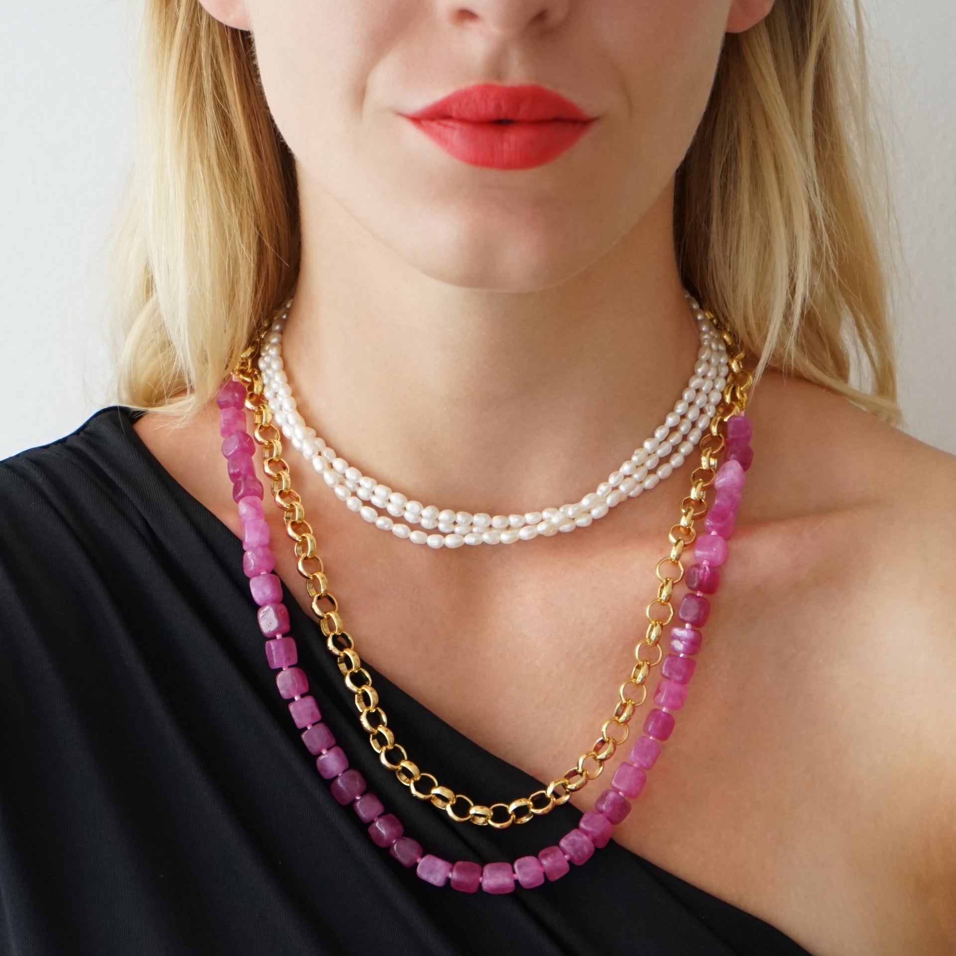 Pink Jade Necklace Noah