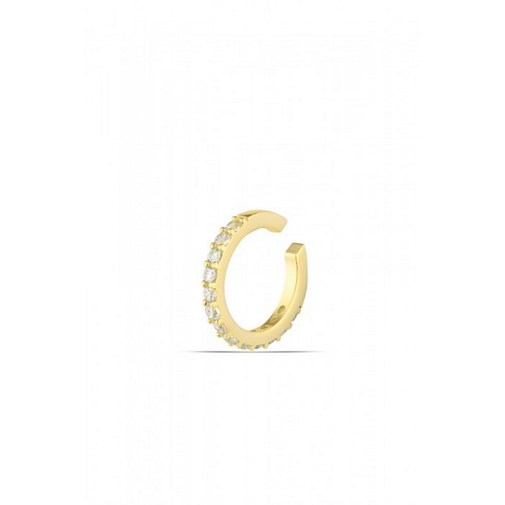 Cubic Zirconia Sterling Silver Ear Cuff No Piercing - Gold