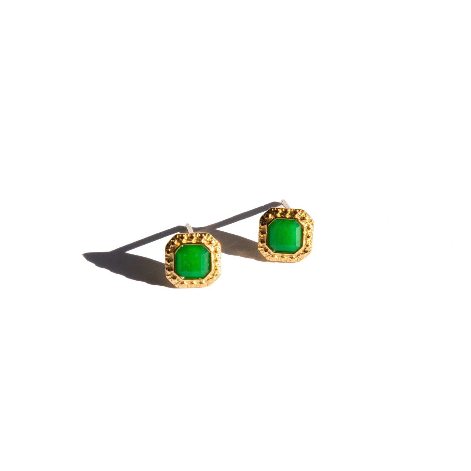 Park Green Jade Square Stud Earrings