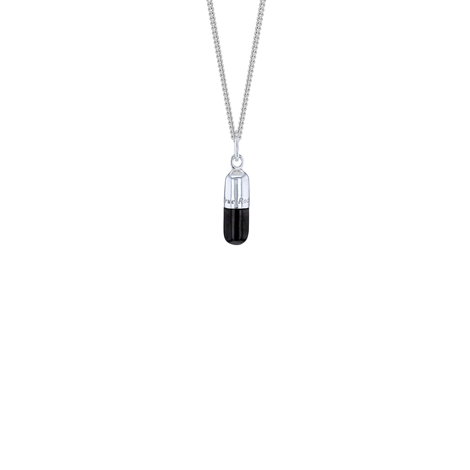 Sterling Silver & Black Enamel Mini Pill Pendant