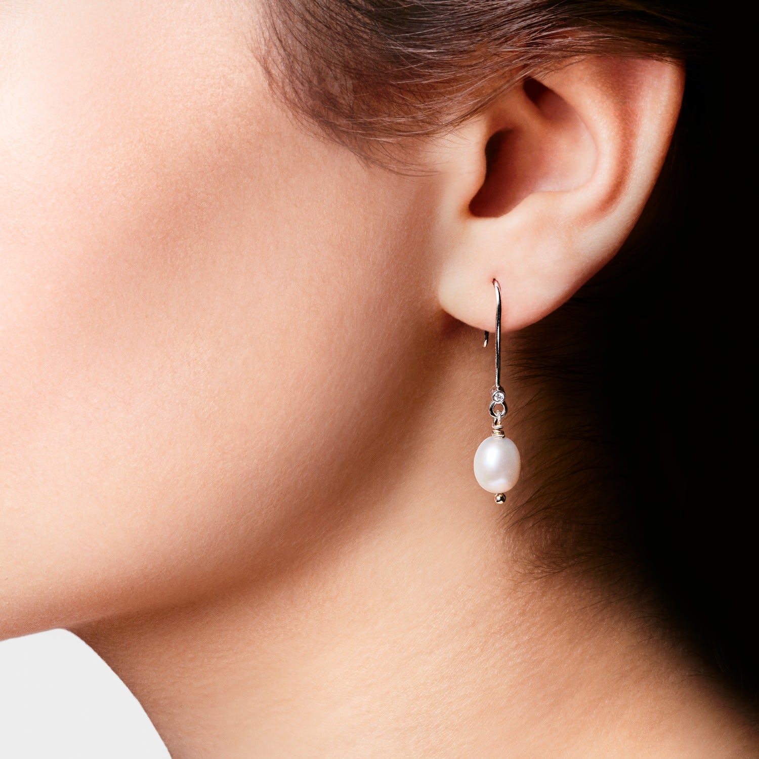 June Birthday White Pearl Earrings In White Gold