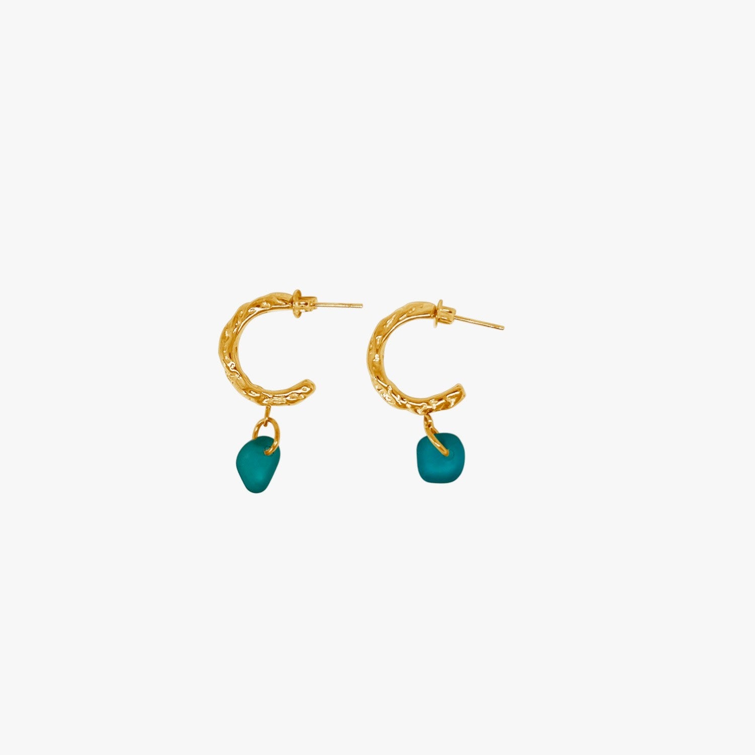 Fragments Signature Hoops Blue Sea Glass Gold