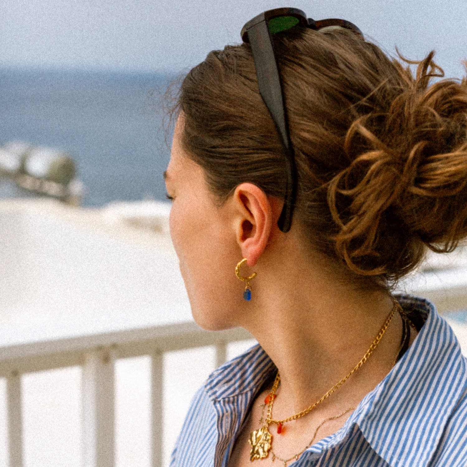 Fragments Signature Hoops Dark Blue Sea Glass