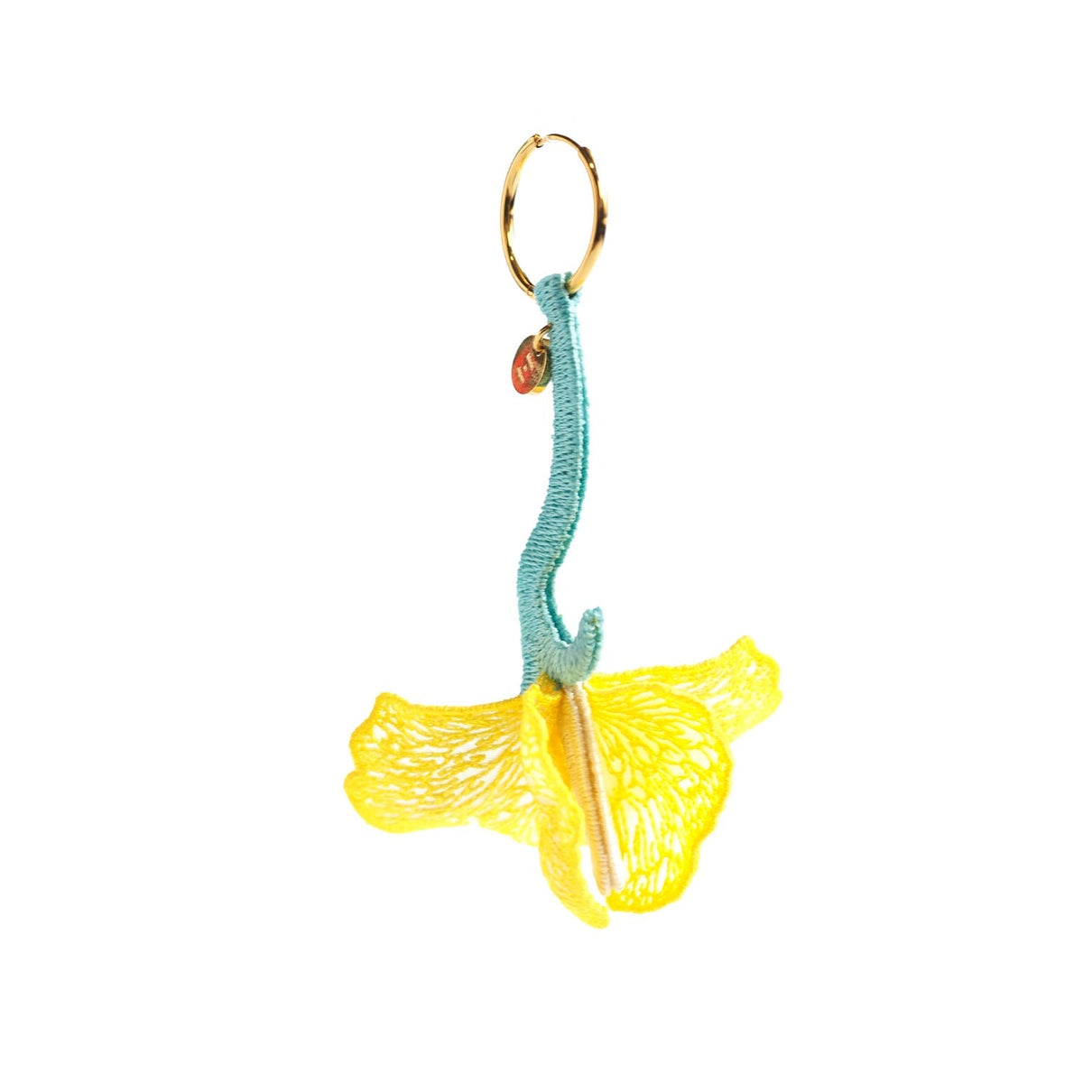 Fragrant Vines Embroidery Earrings - Yellow