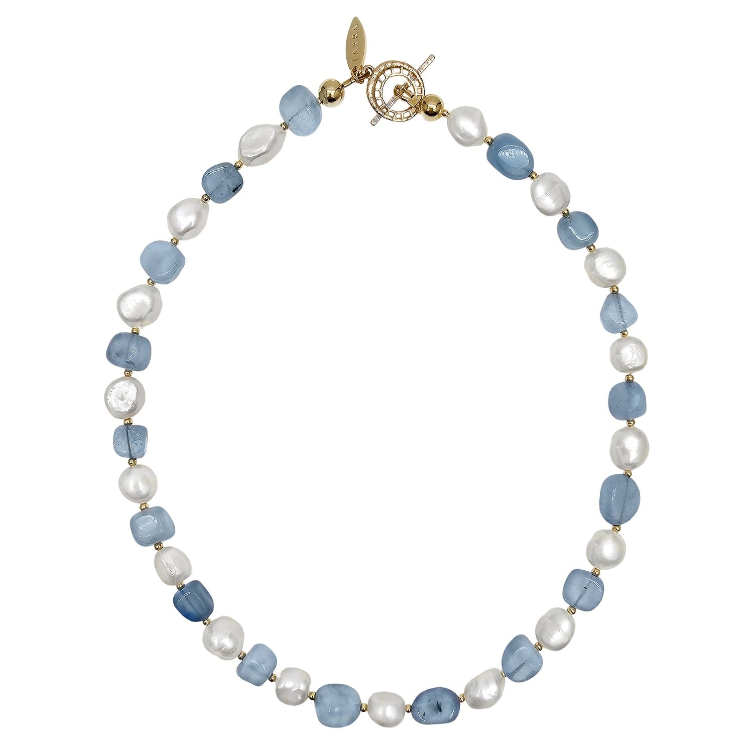 Free Style Irregular Freshwater Pearls With Aquamarine Short Necklace