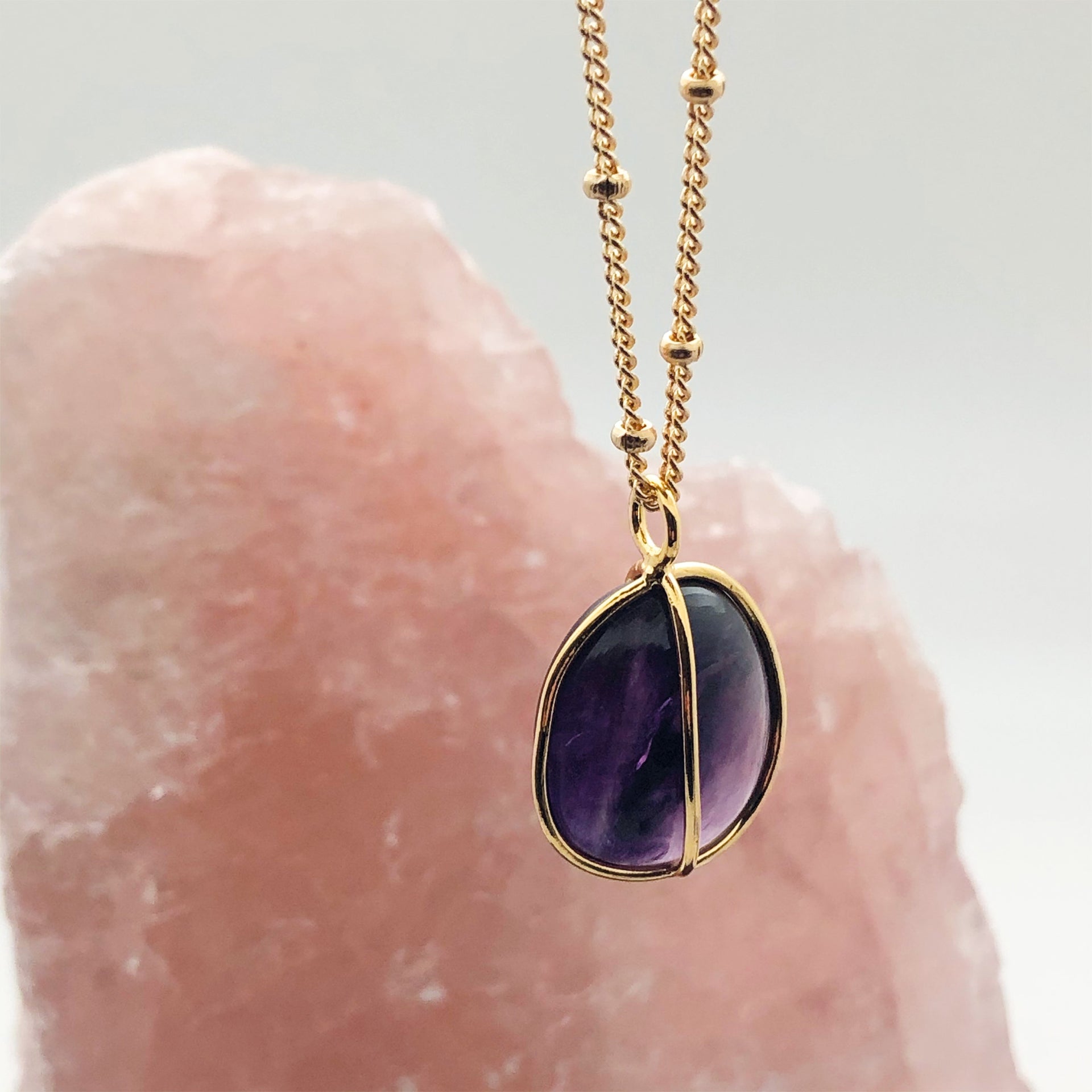 Freeform Amethyst Pebble Pendant