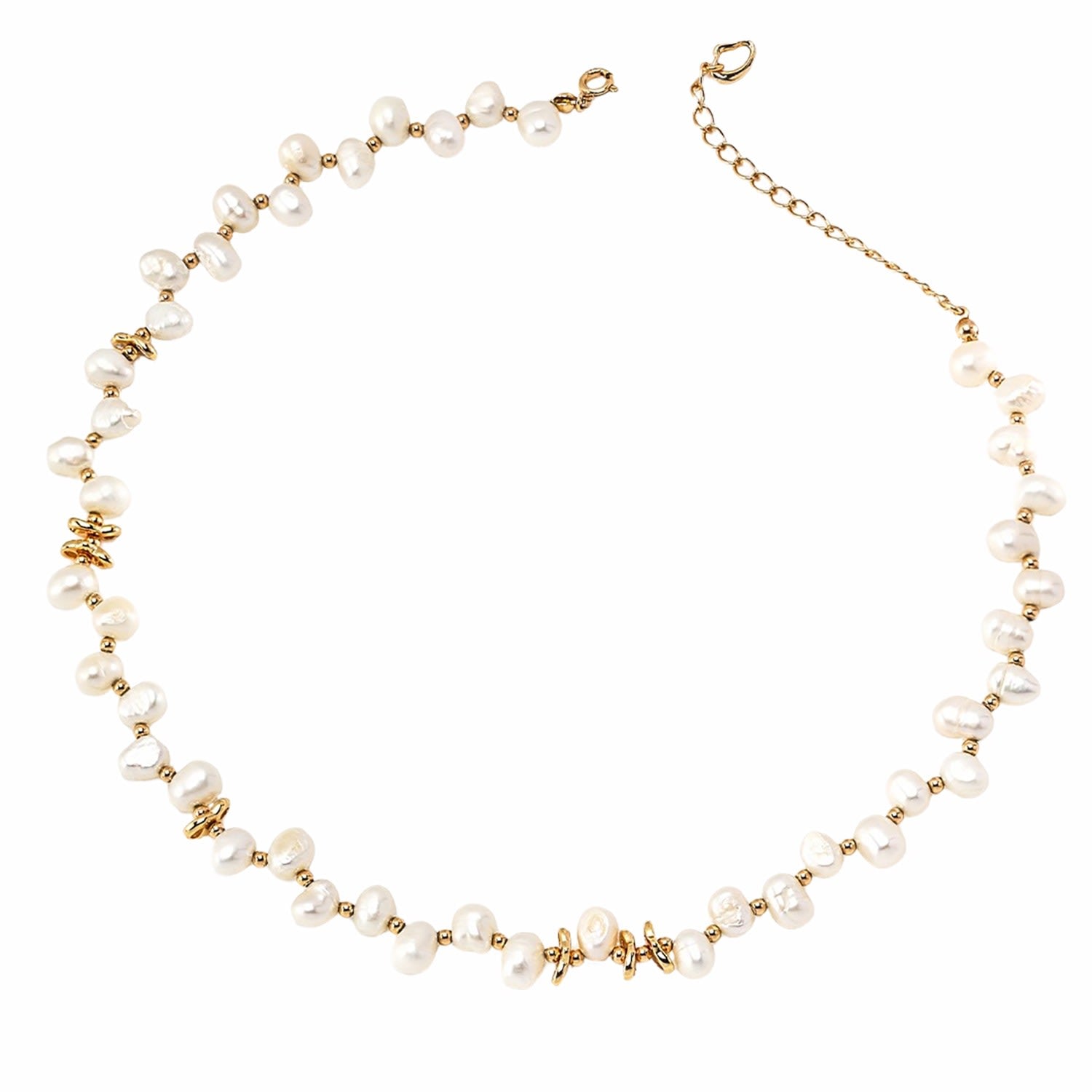 French Style Irregular Freshwater Pearls With Gold Necklace