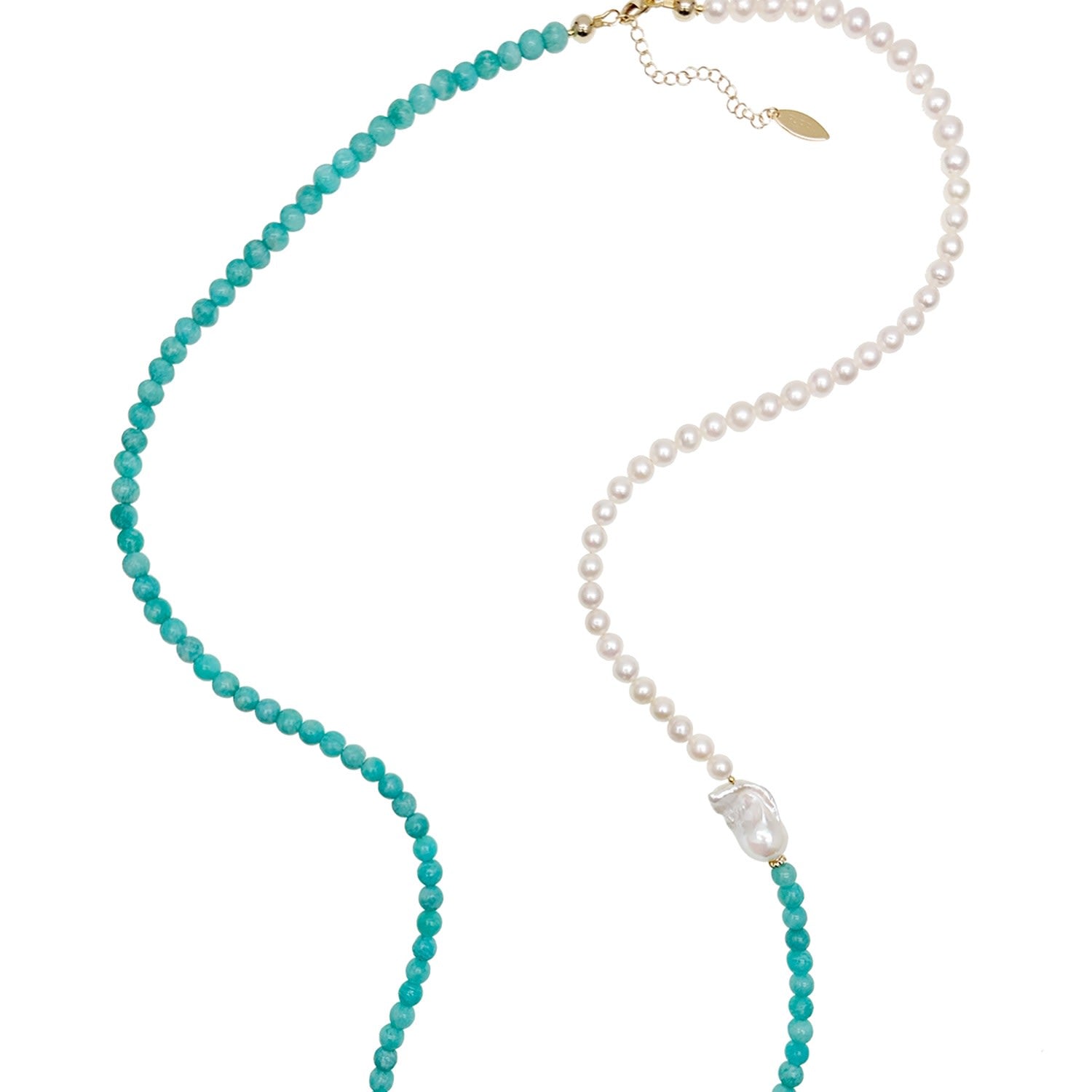 Freshwater Pearls And Turquoise Long Necklace