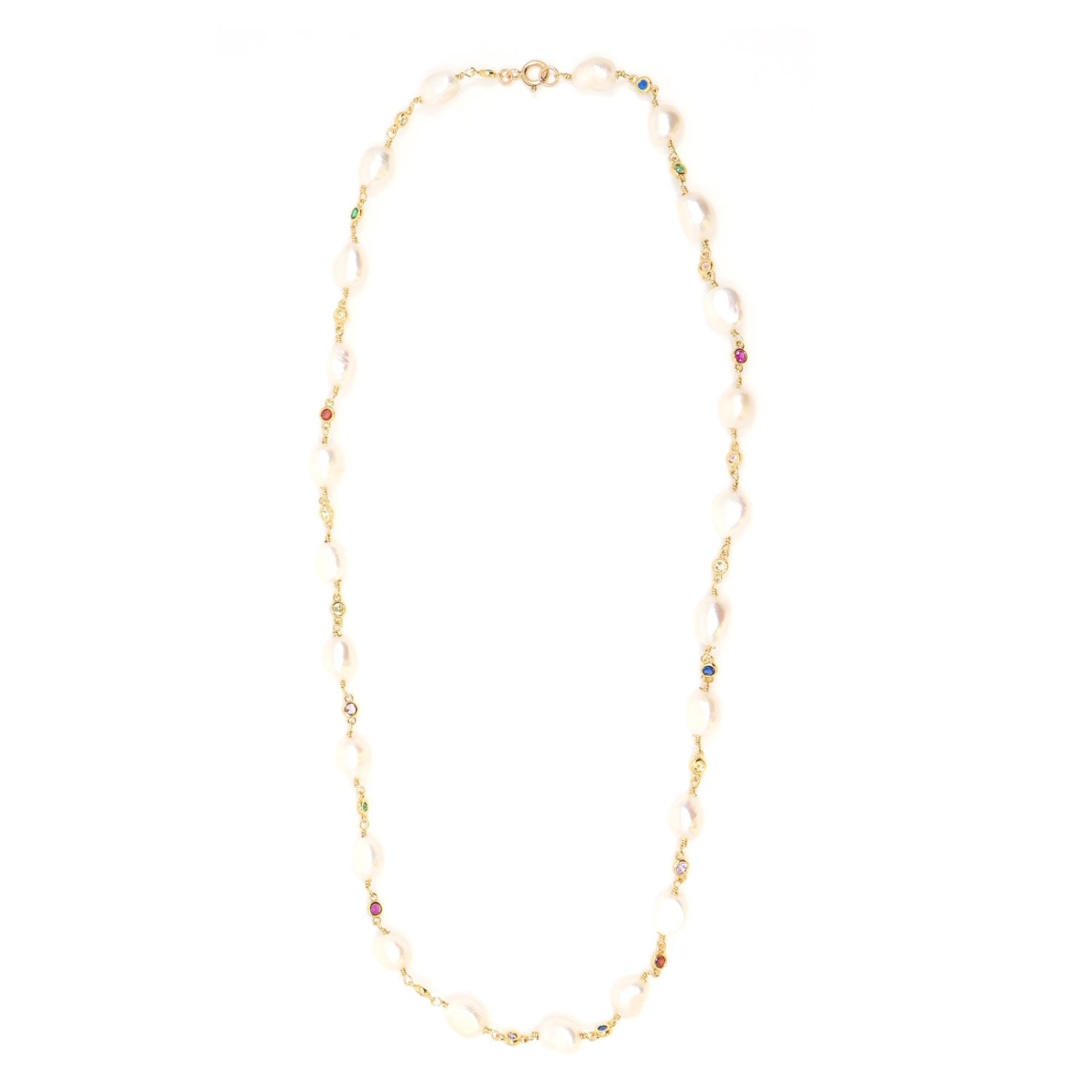 Freshwater Pearls & Cubic Zirconia Beaded Necklace