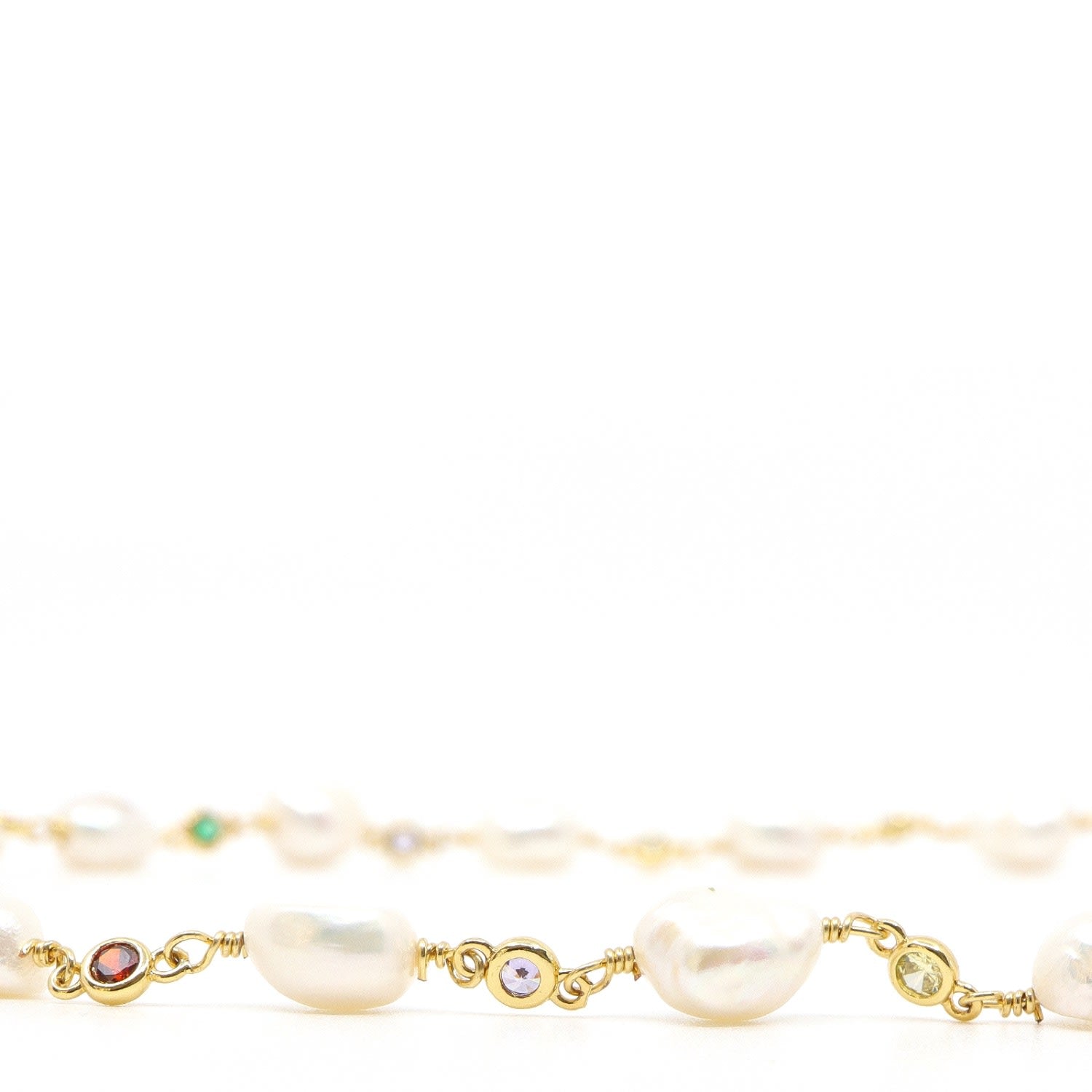 Freshwater Pearls & Cubic Zirconia Beaded Necklace