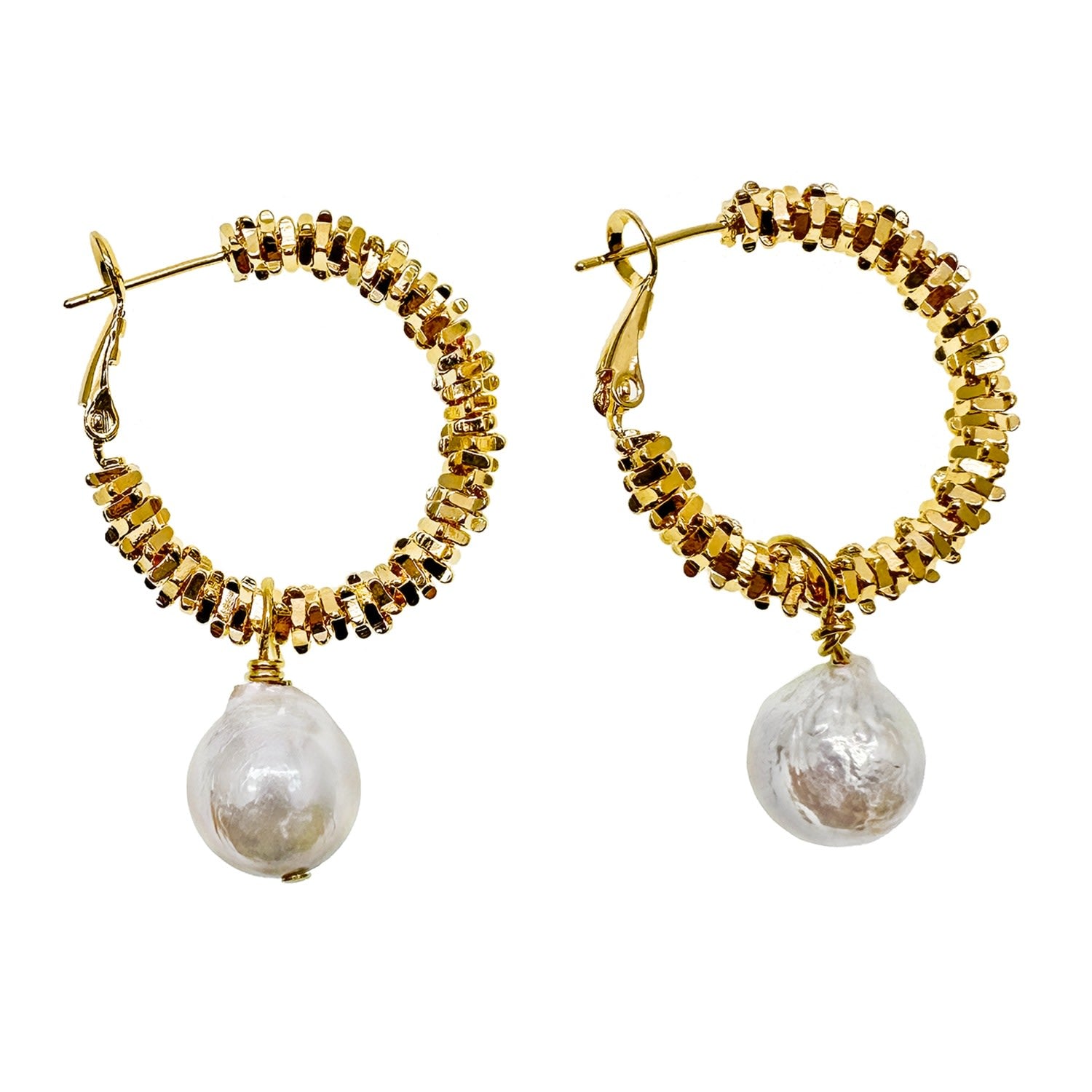 Freshwater Pearls Dangle Hoop Earrings
