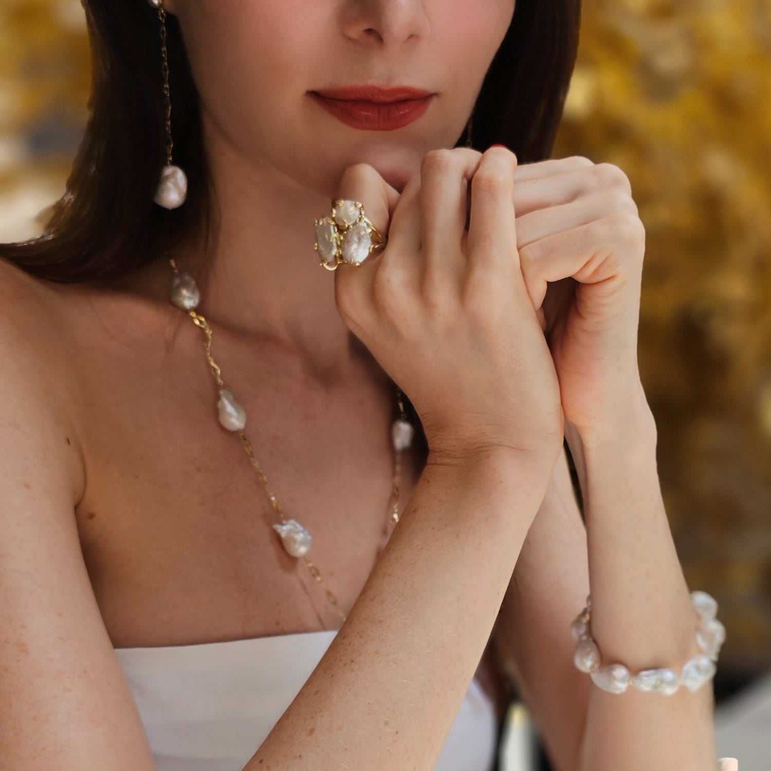 Freshwater Pearls Statement Adjustable Ring