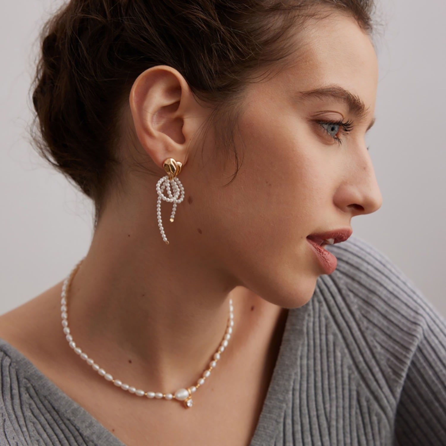 Freshwater Pearls Tassel Gold Heart Earring