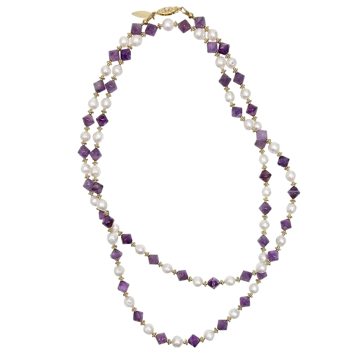 Freshwater Pearls With Amethyst Long Versatile Necklace