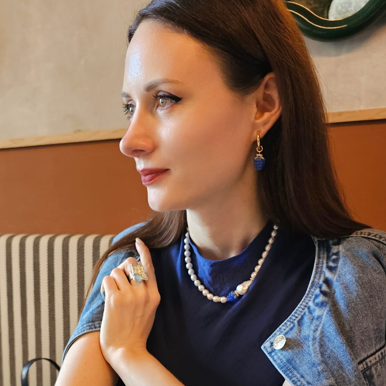 Freshwater Pearls With Blue Raspberry Necklace