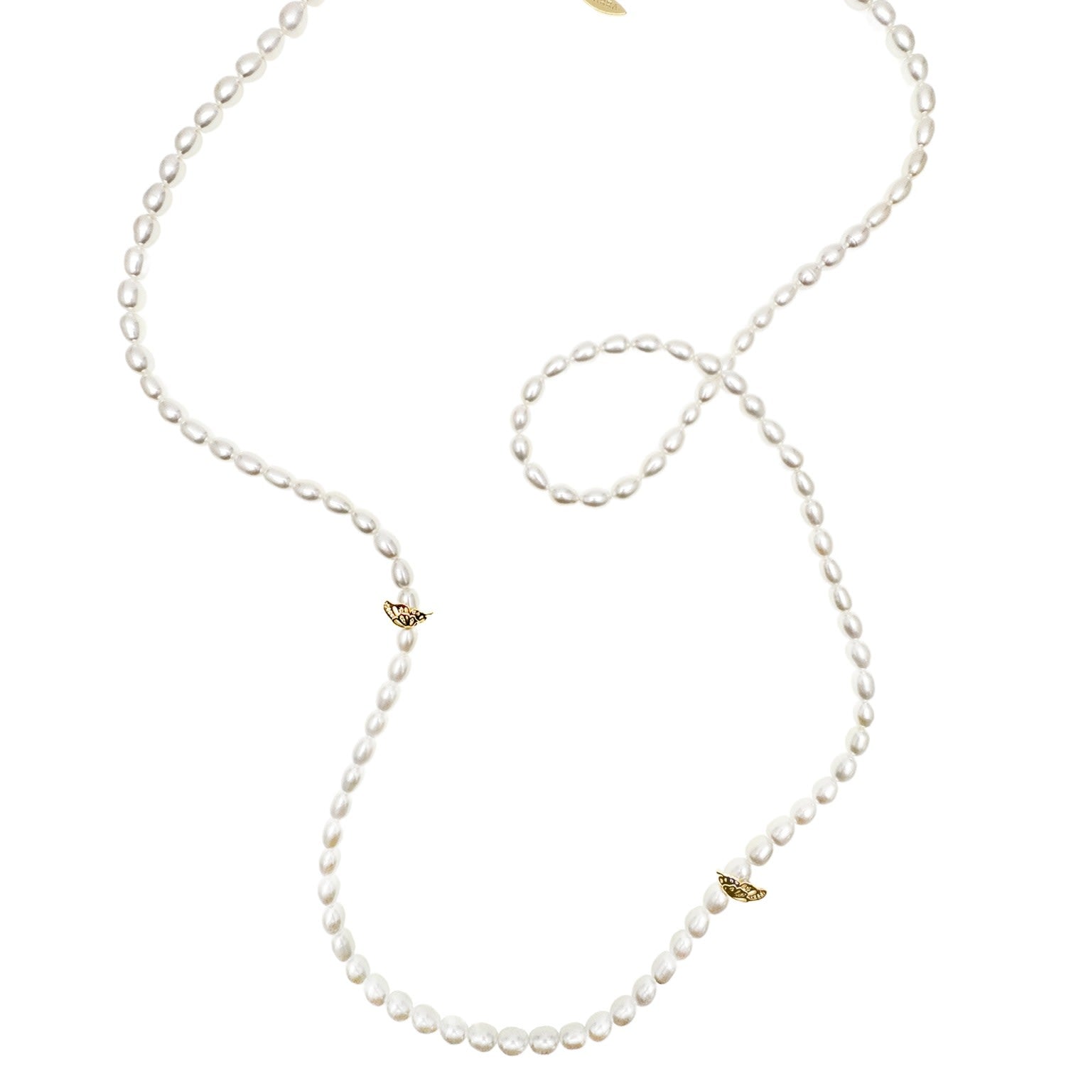Freshwater Pearls With Butterfly Charms Long Or Multi- Layers Necklace