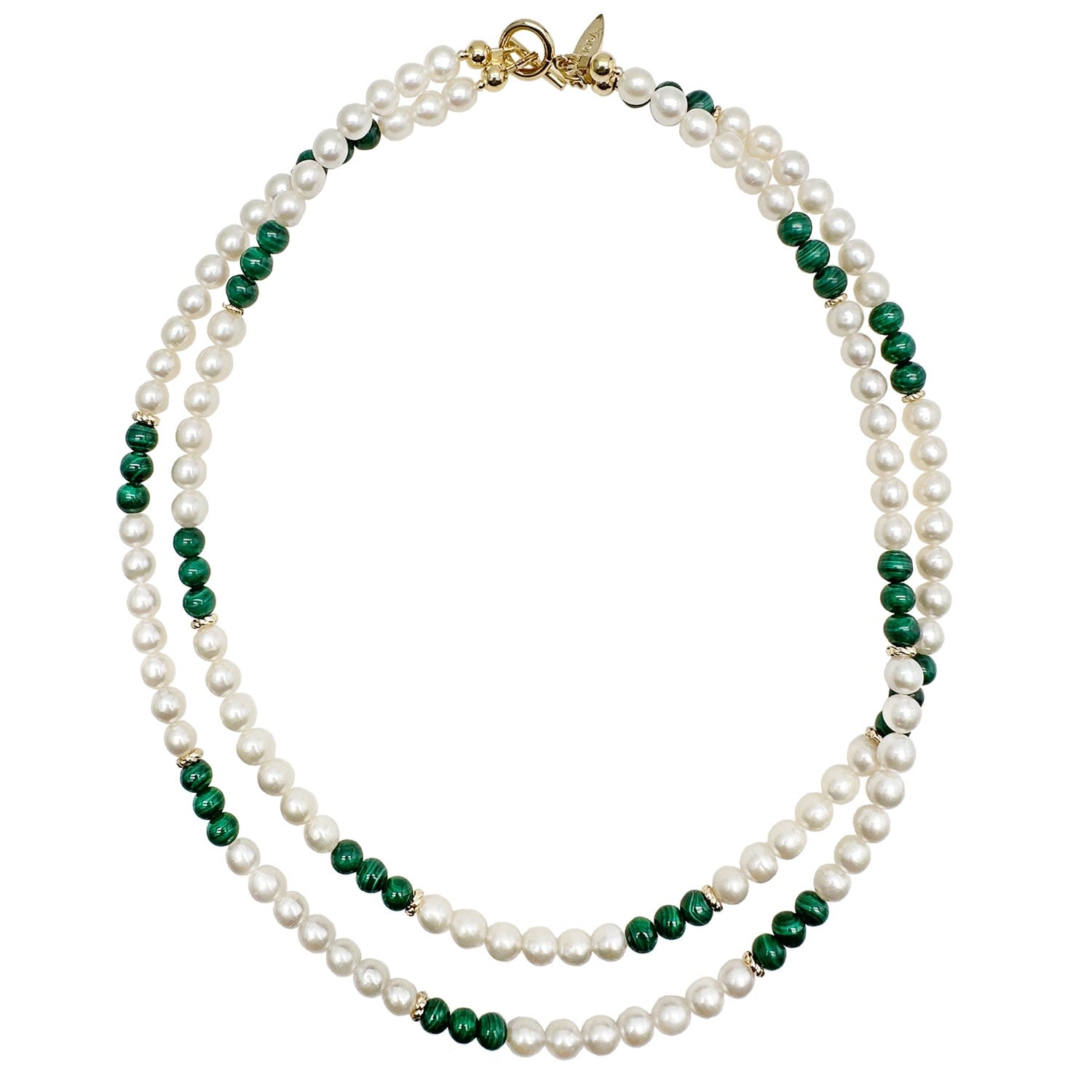 Freshwater Pearls With Malachite Double Layers Necklace