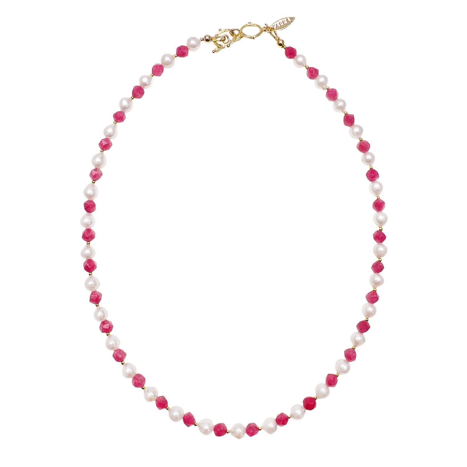 Freshwater Pearls With Pink Gemstone Necklace