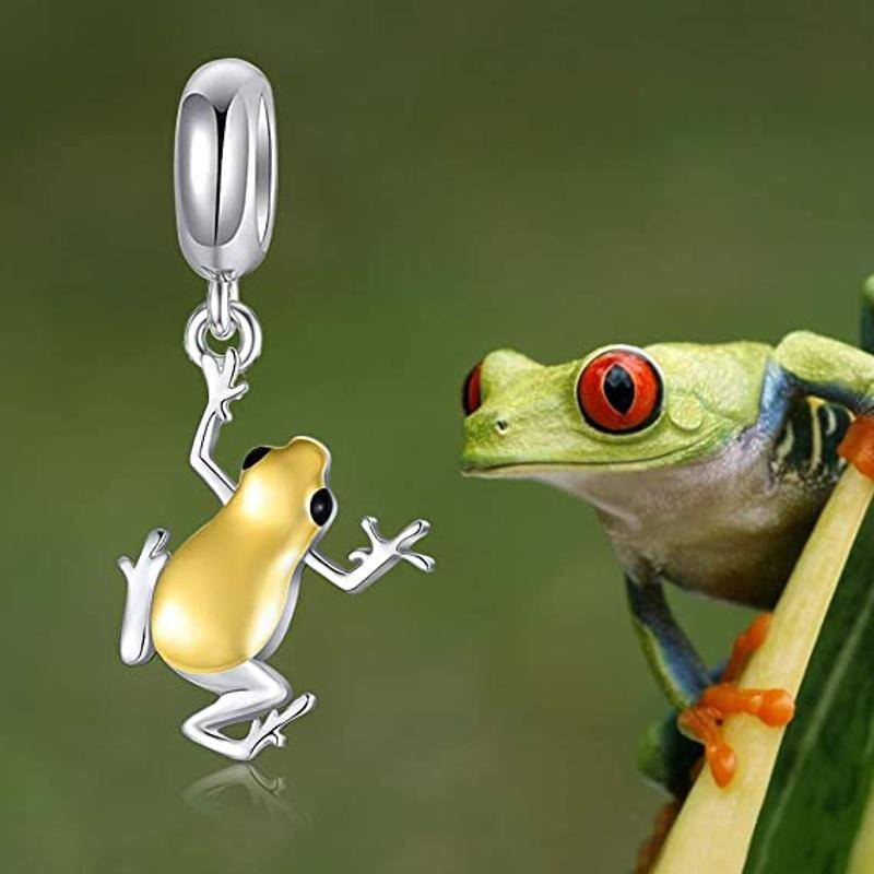 Sterling Silver Two-tone Frog Pendant Charms