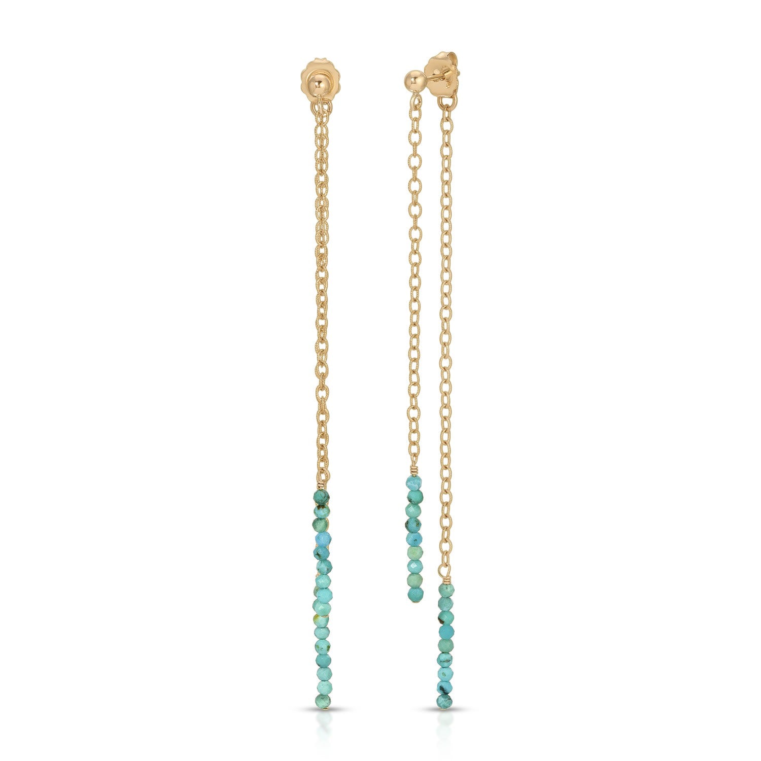 Front Back Extra Tiny Gemstone Duster Earrings - Goldfilled - Turquoise