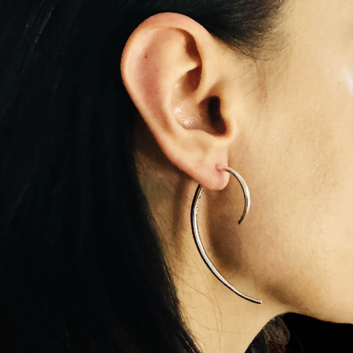 Front-Back Single Hoop Earring -Sterling Silver