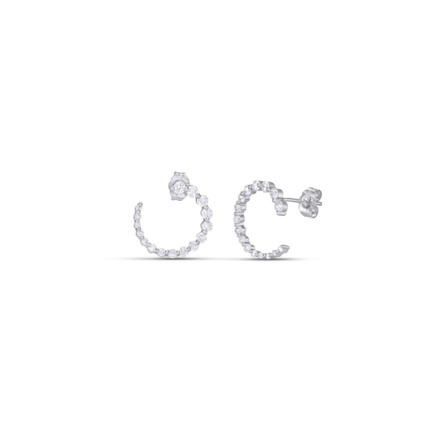 Front-Facing Diamond Hoop Earrings