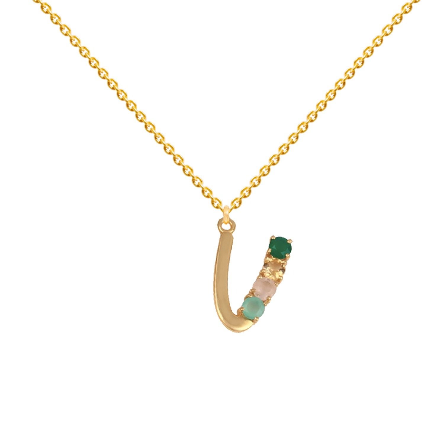 Multicolored Initial U Necklace