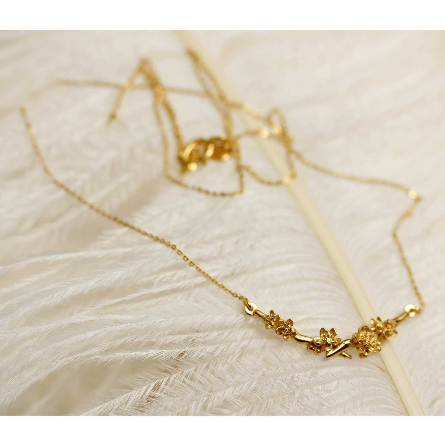 Cherry Blossom Branch Necklace – Rose Gold