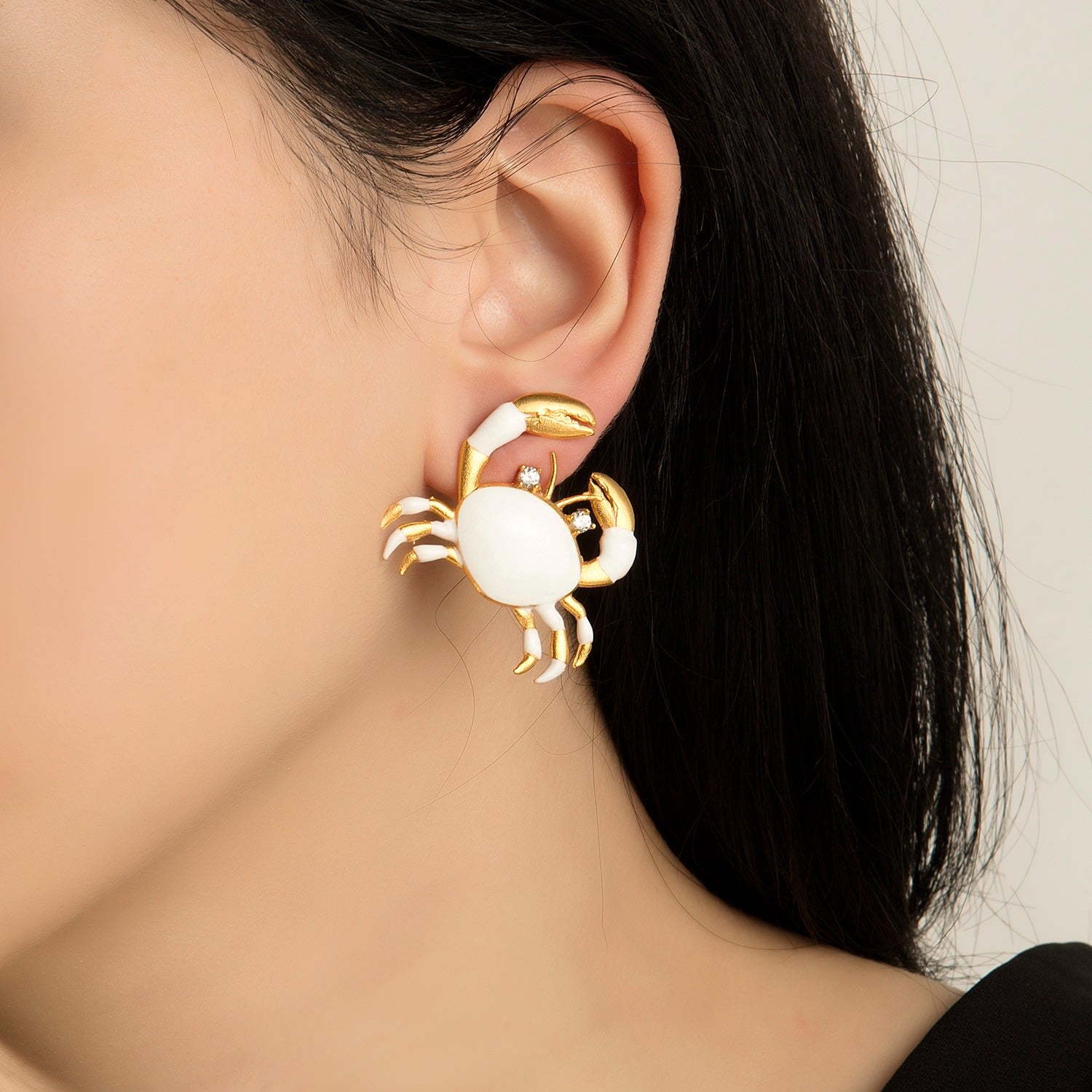 White Crab Earrings