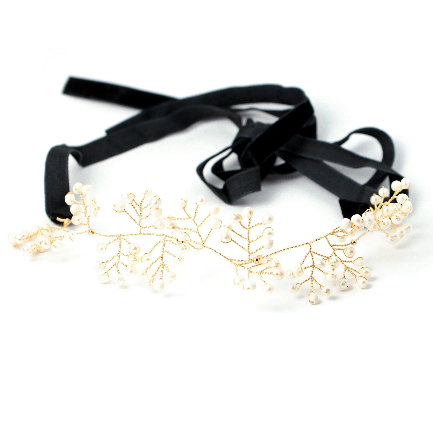 Soft Rime Freshwater Pearl Choker & Headband