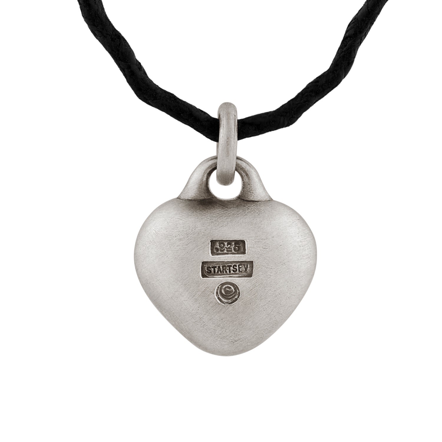 Framed Black Stone Heart Pendant In Sterling Silver
