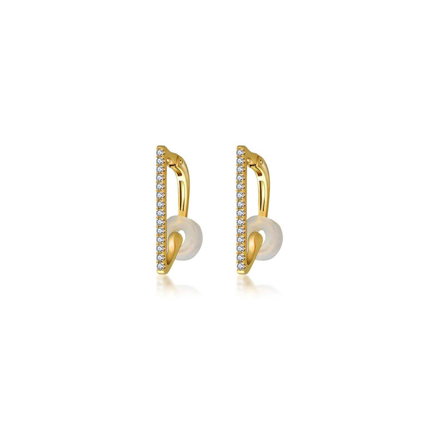 18K Yellow Gold Vertical Line Diamond Ear Cuff