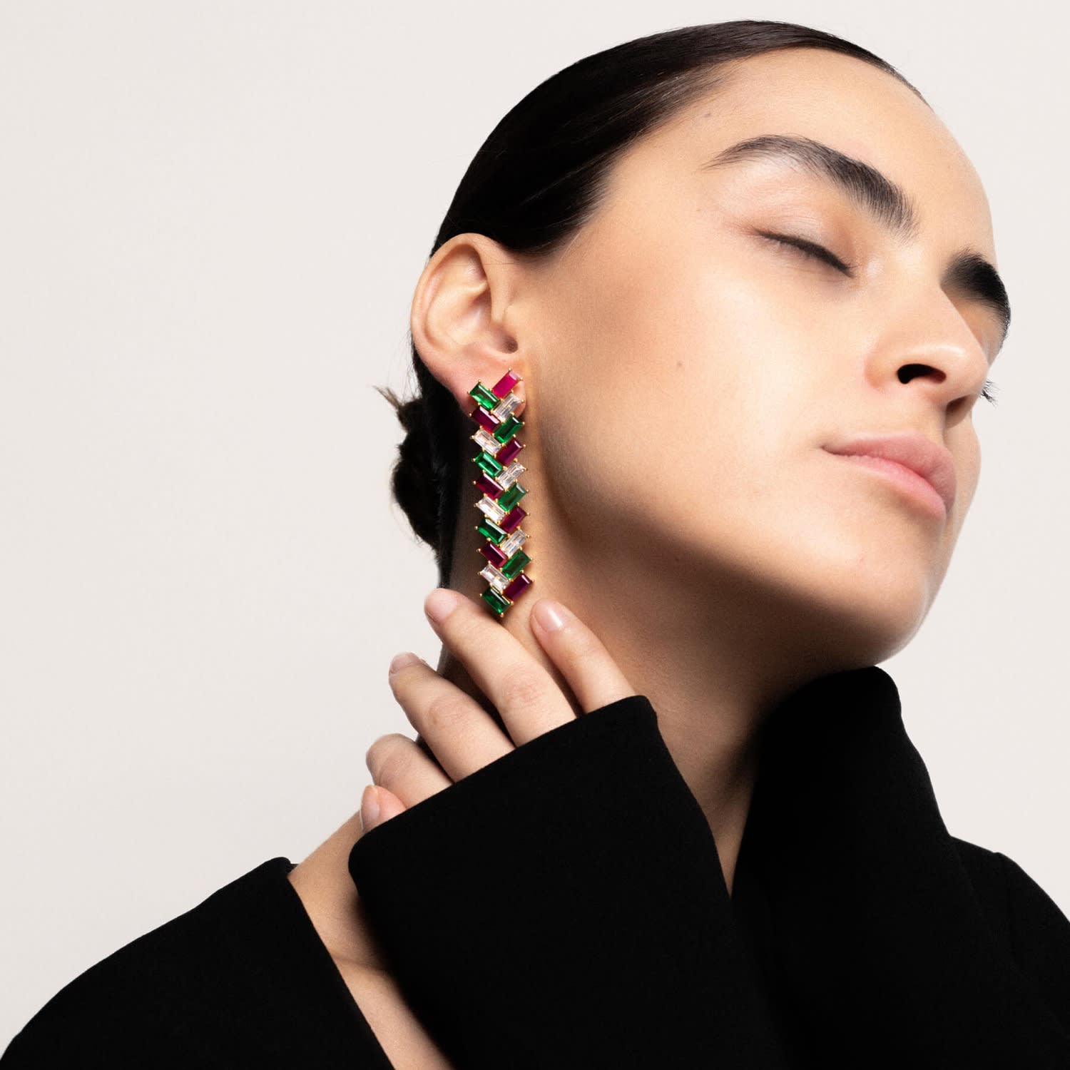 Fuchsia And Green Metropolis Earrings