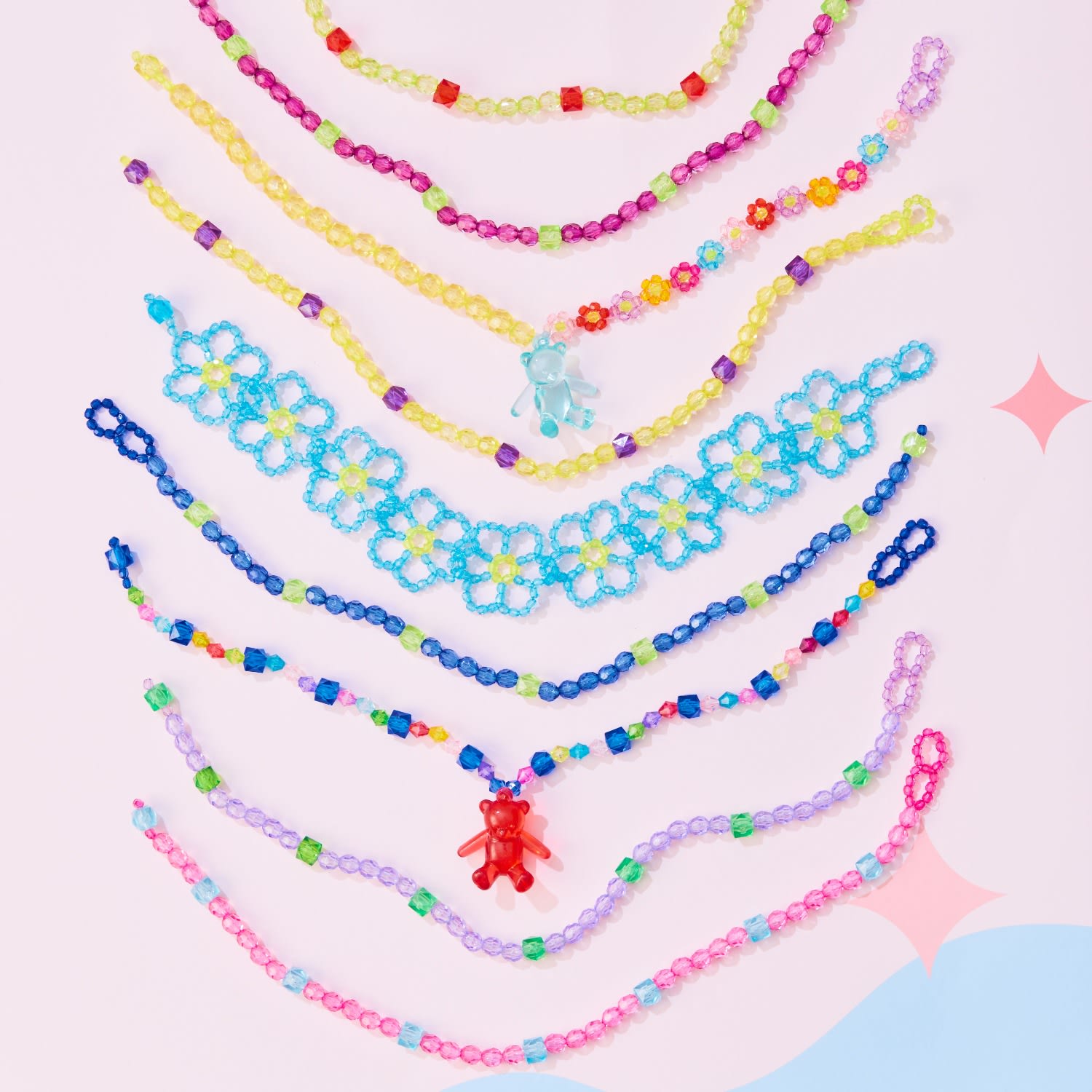 Fuchsia Pink Daily Wear Carnival Bead Necklace