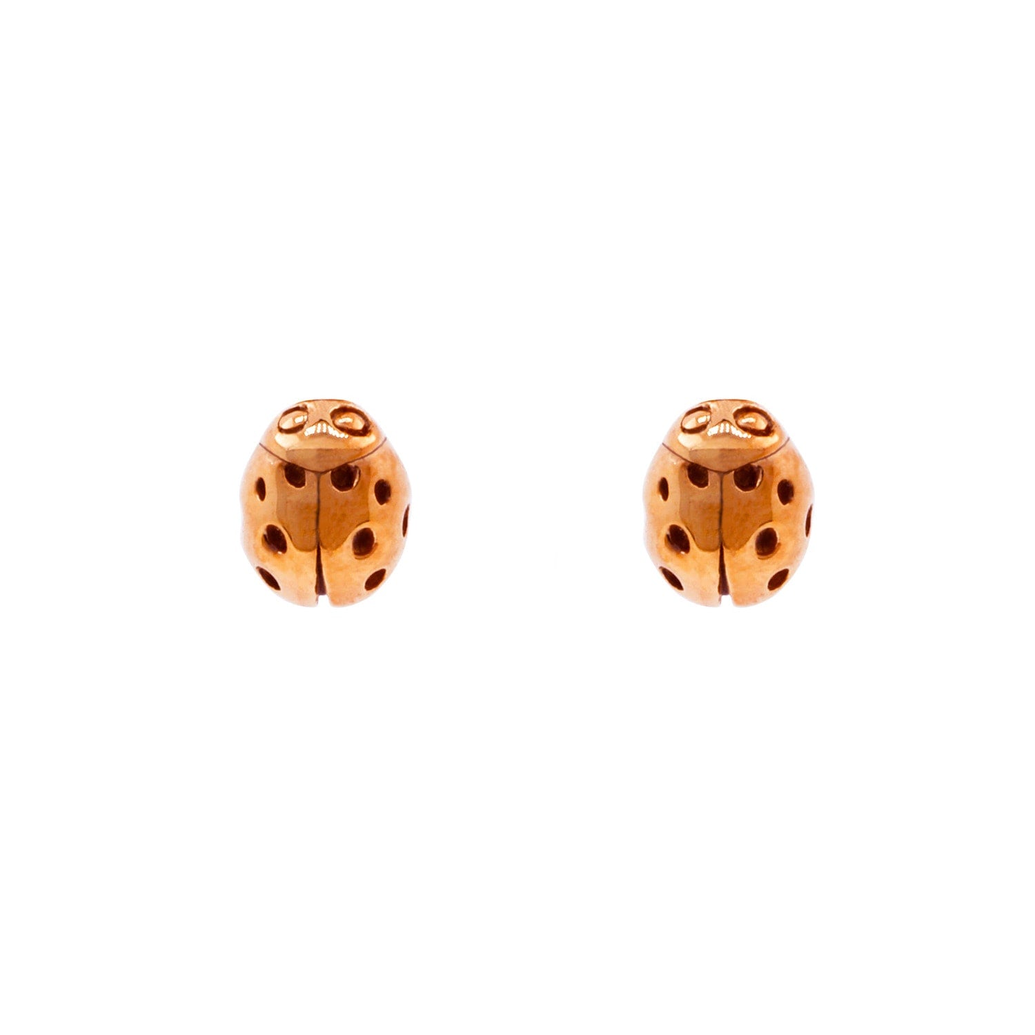 Ladybird Earrings - Rose Gold - Wings Closed