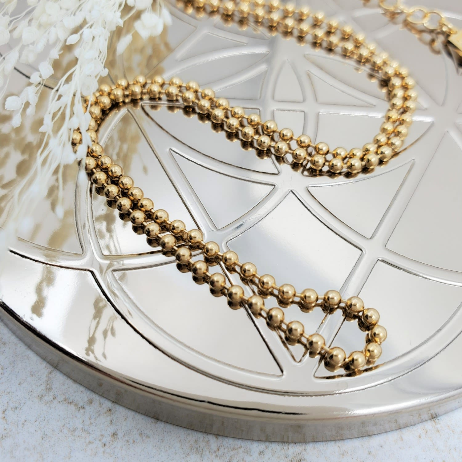 Beaded Chain Necklace - Gold