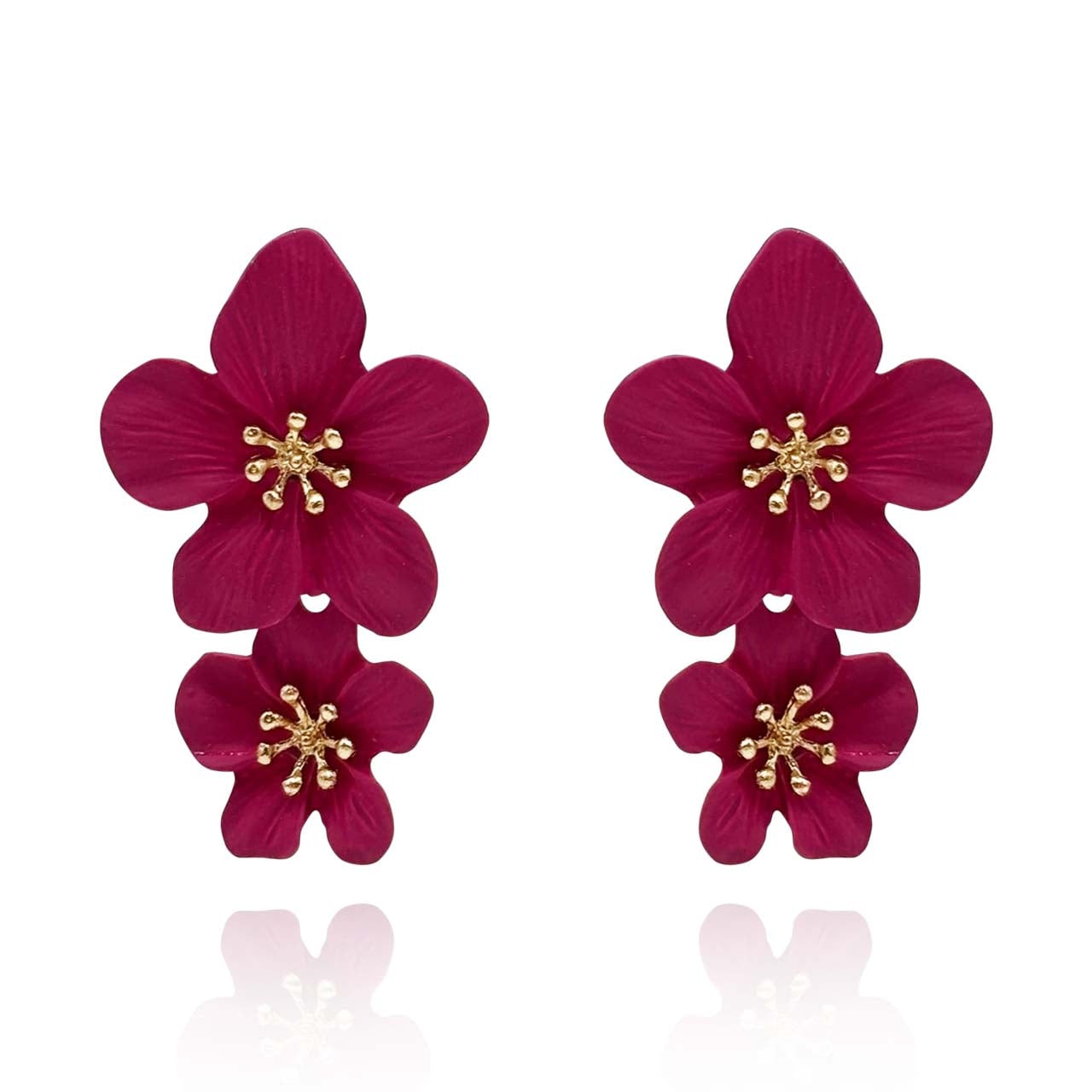 Fuschia Floral Earrings
