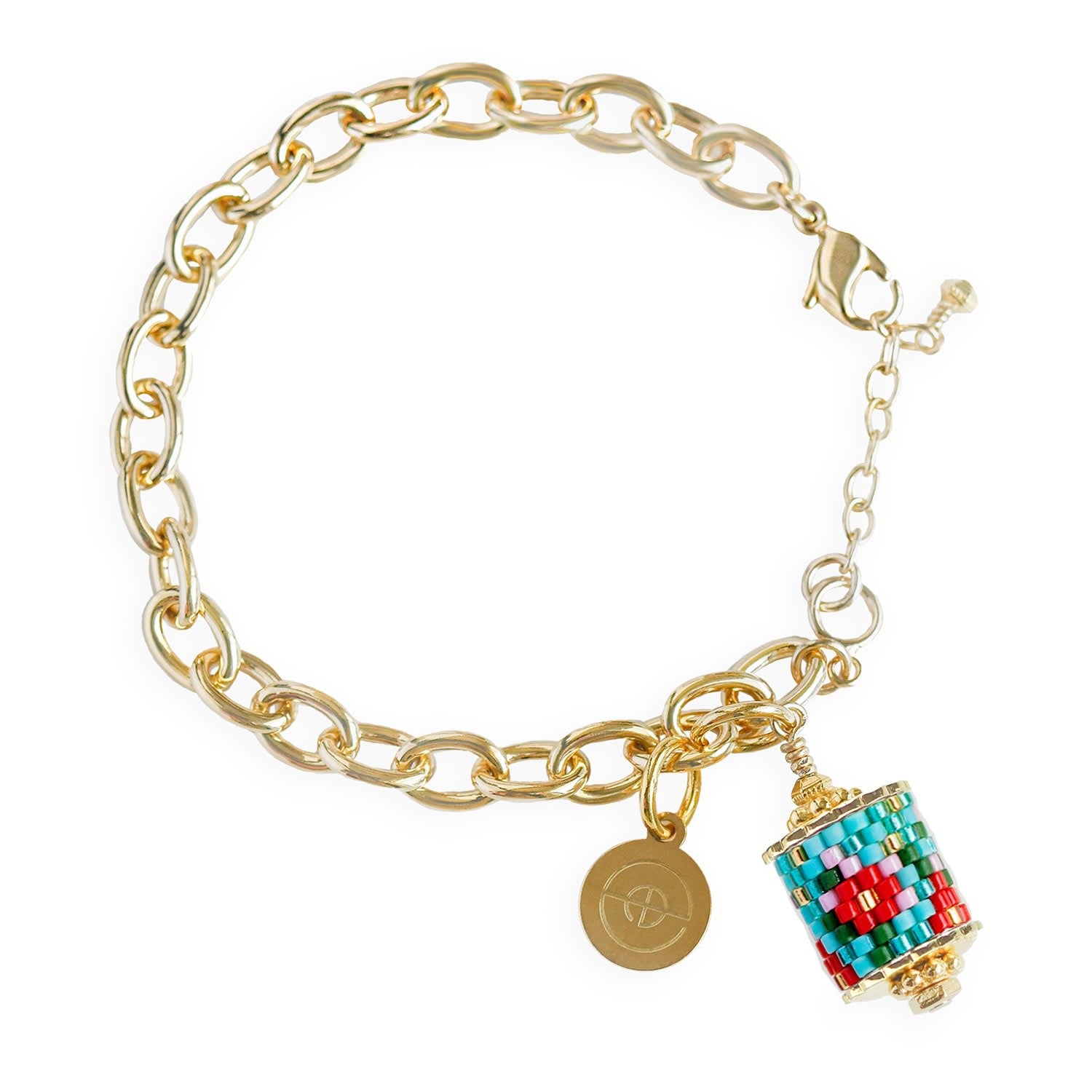 Modern Peranakan Gold Charm Bracelet - Blue