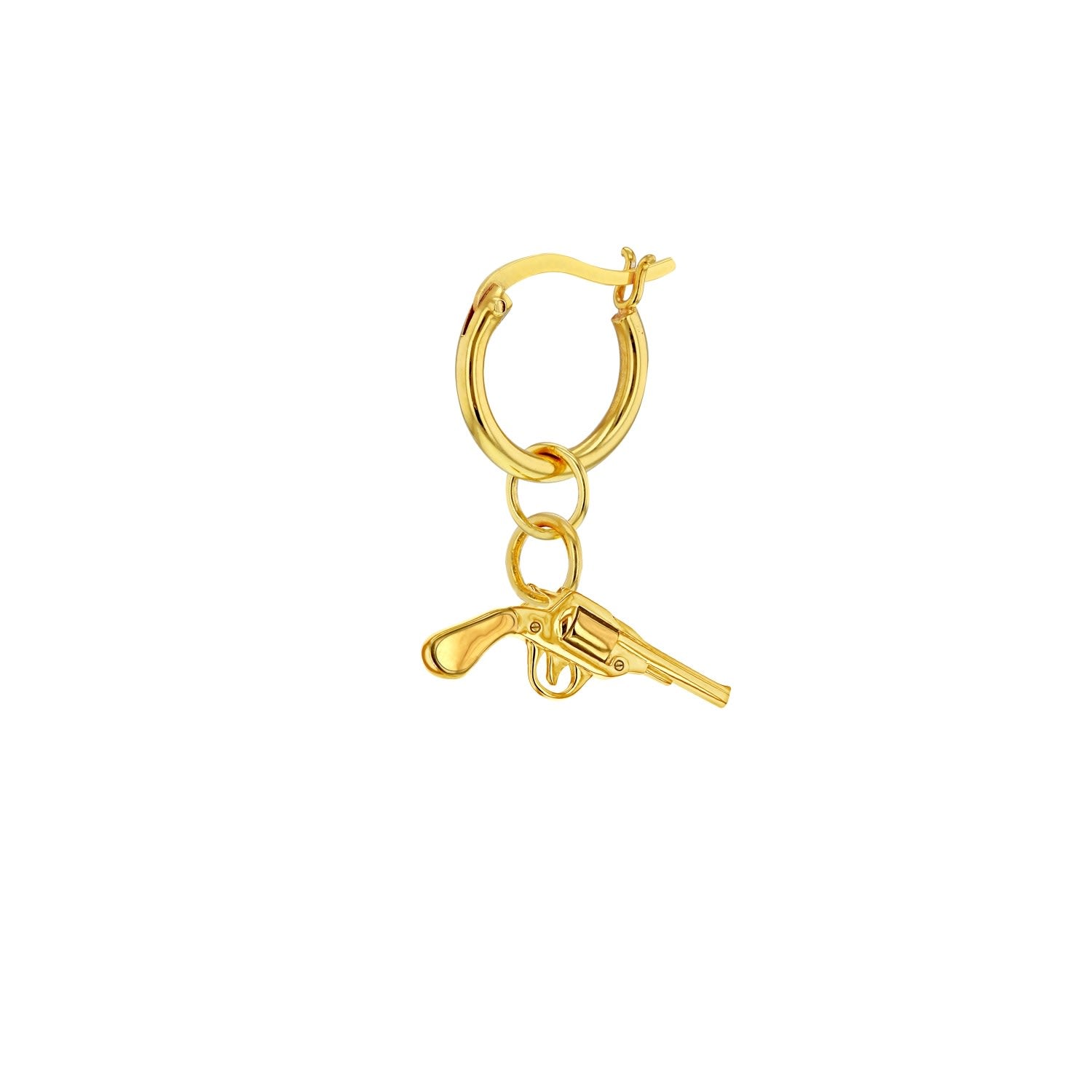18Kt Gold Plated Retro Pistol On Gold Hoop