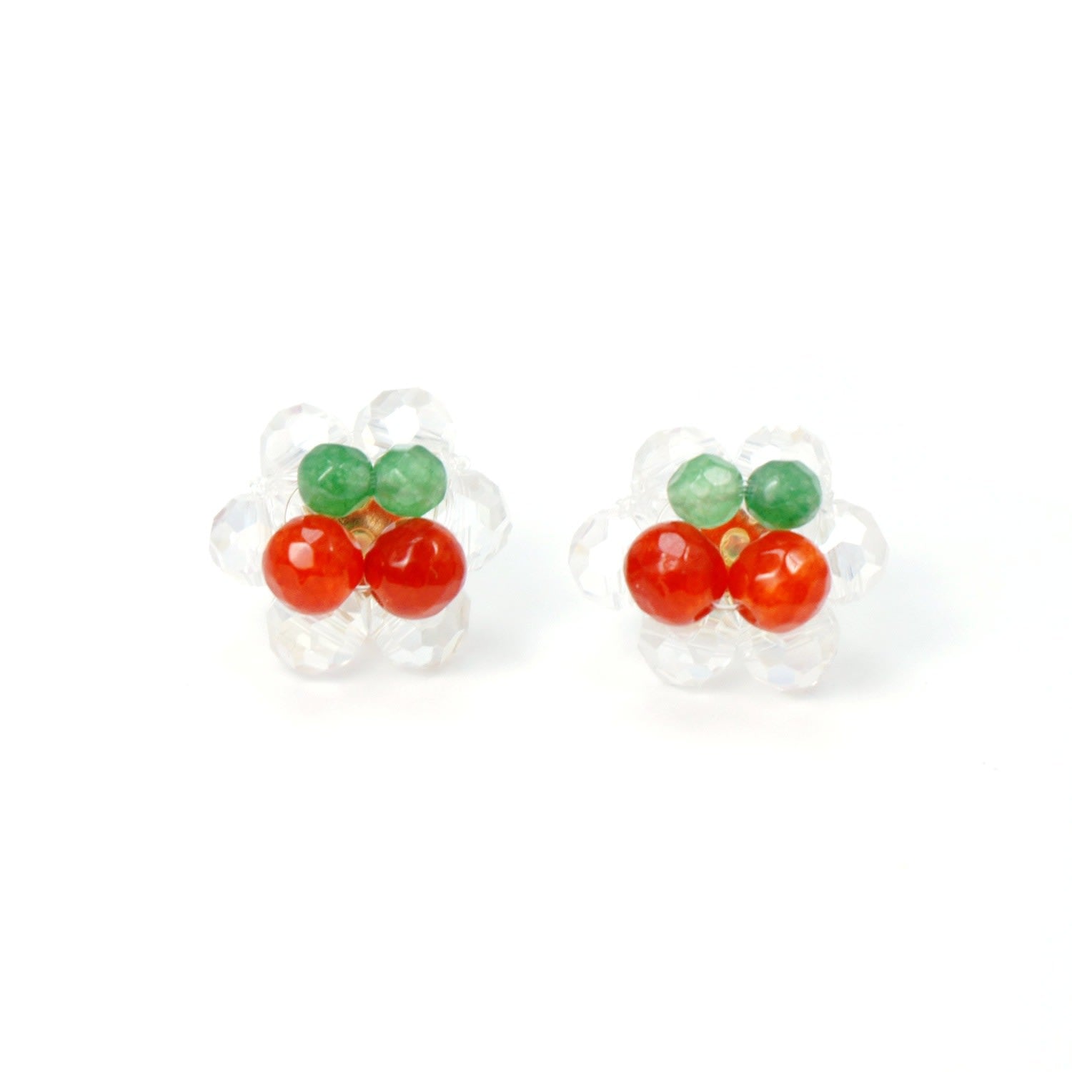 Cherry Pie Gemstone Stud Earrings Red