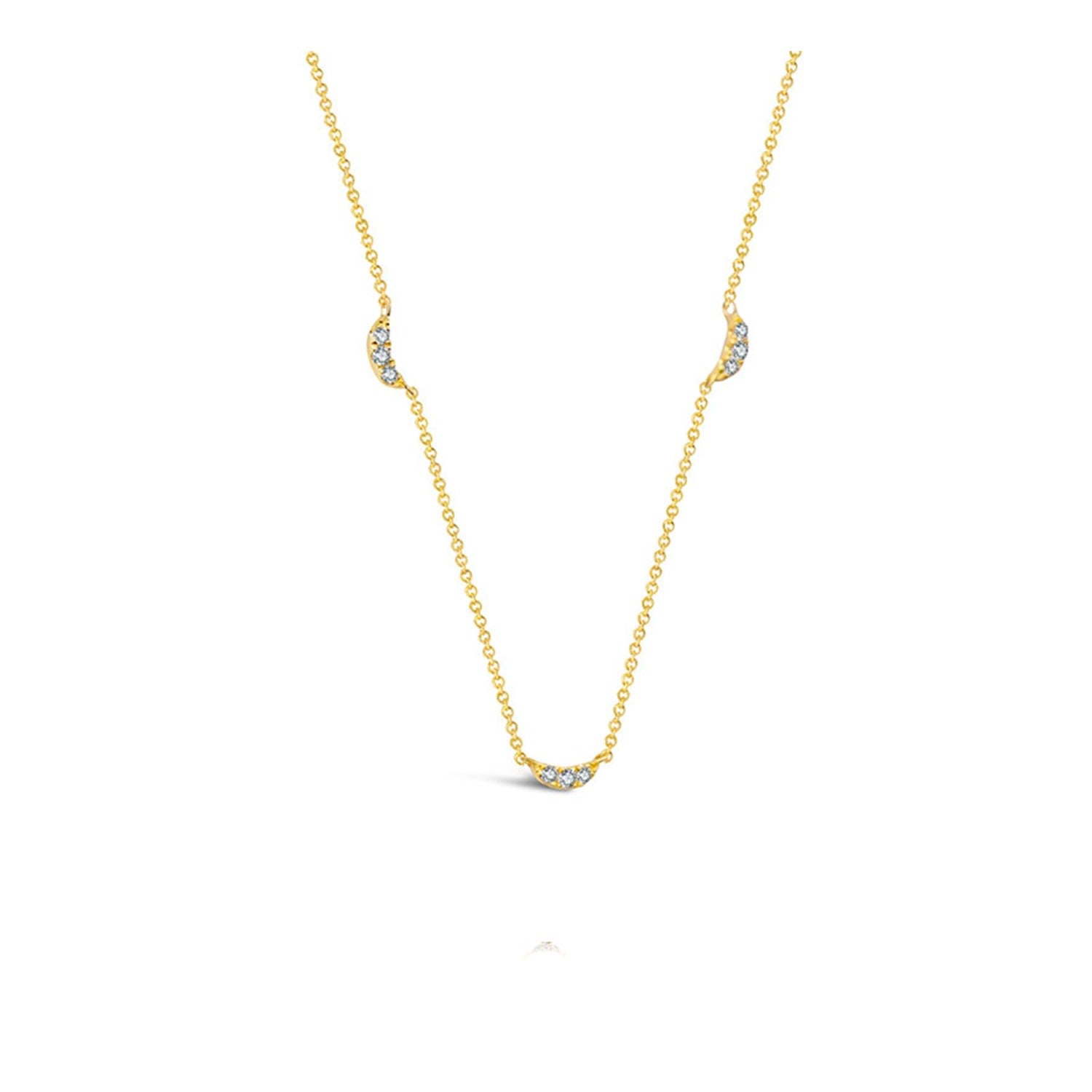 18K Yellow Gold Moon Shape Diamond Necklace / Choker