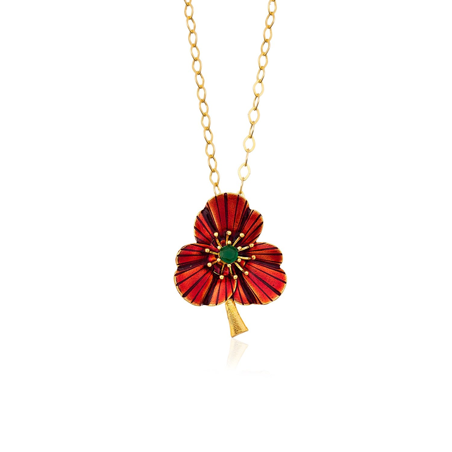 Red Three-Leafed Clover Necklace